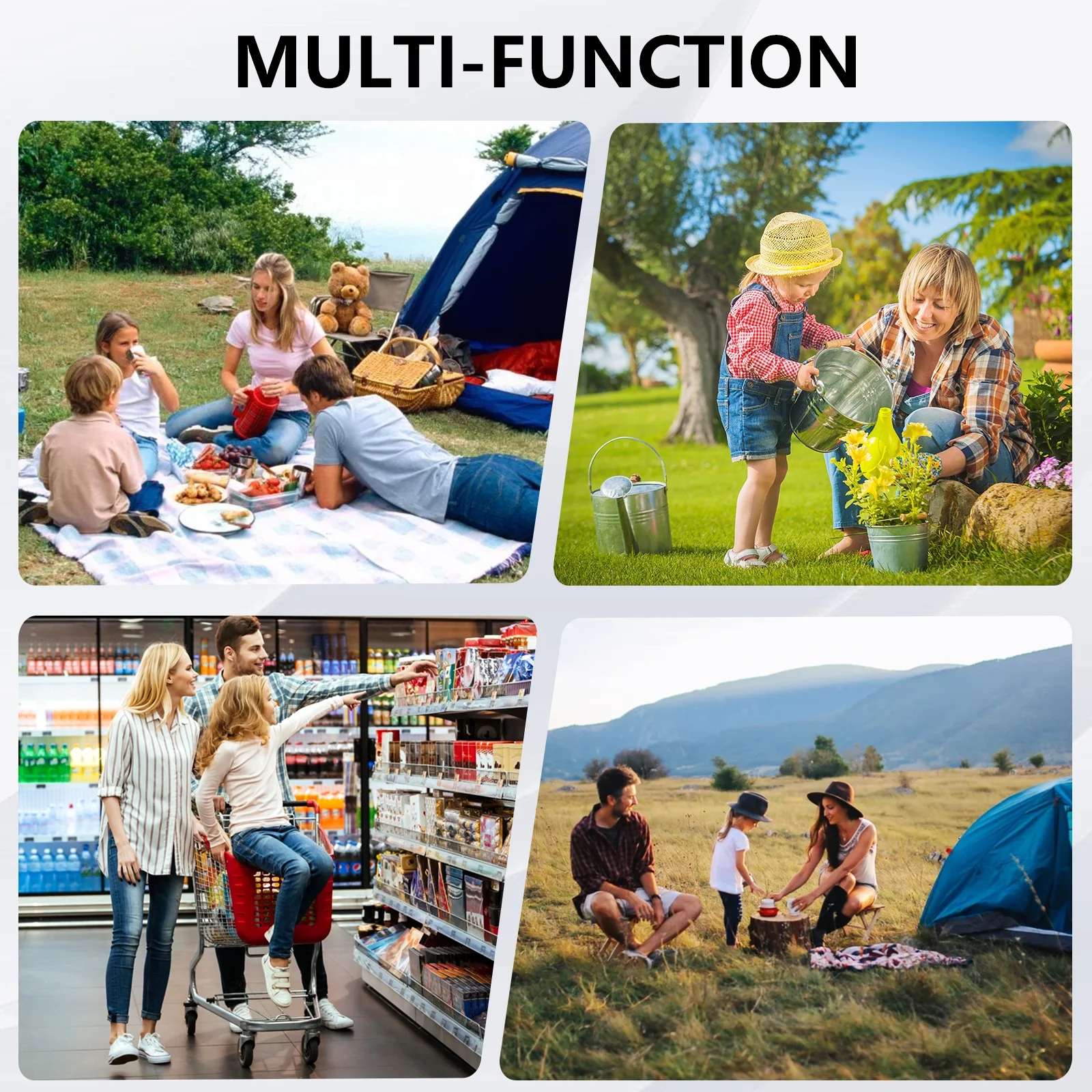 HONGGE Multi-Purpose Big Bucket Cart Collapsible Folding Wagon Garden Cart with Wheels, Black