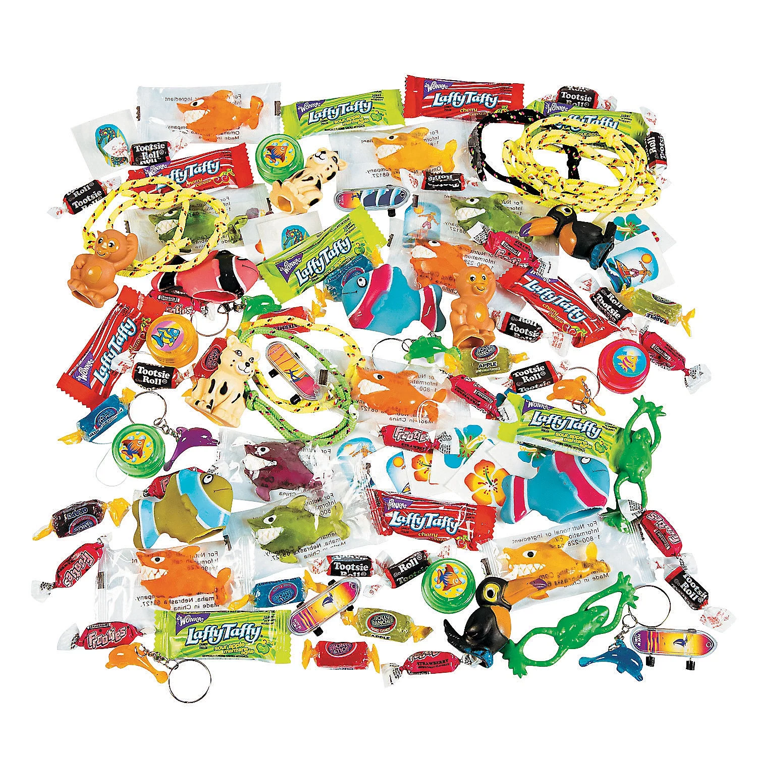 TROPICAL PINATA TOY & CANDY ASSORTMENT - Edibles - 100 Pieces