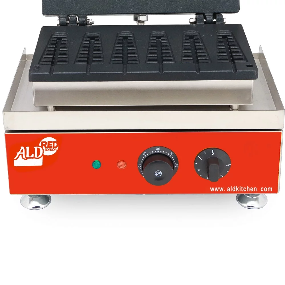 ALD Red Waffle Stick Maker | 6 Tree Waffles on a Stick | Stick Waffle Maker | Stainless Steel