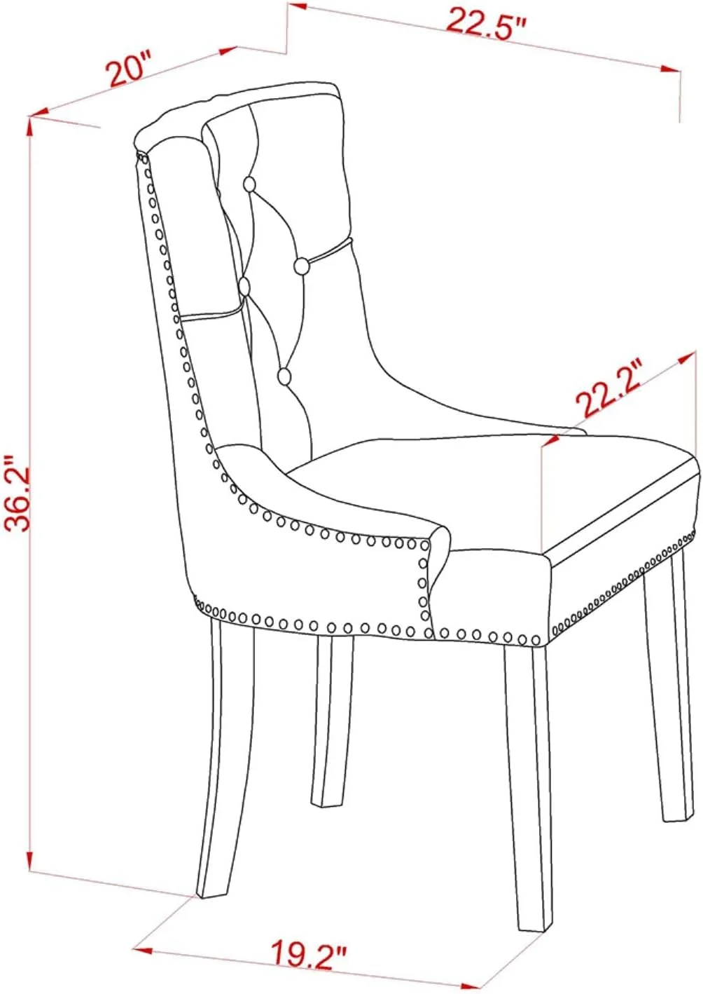 FRP2T18 Friona Parsons Dining Chairs - Button Tufted Nailhead Trim Brown Linen Linen Fabric Upholstered Chairs, Set Of 2, Linen White