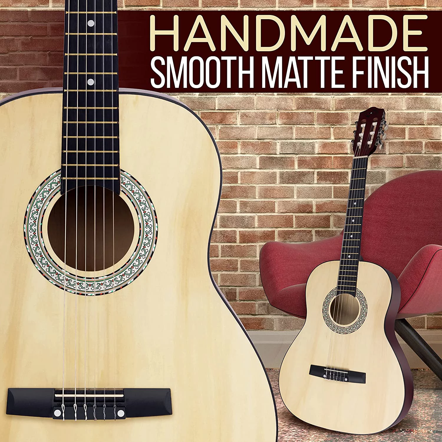 6-String Classic Guitar - 3/4 Size Scale Guitar with Digital Tuner & Accessory Kit (36’’ -inch)