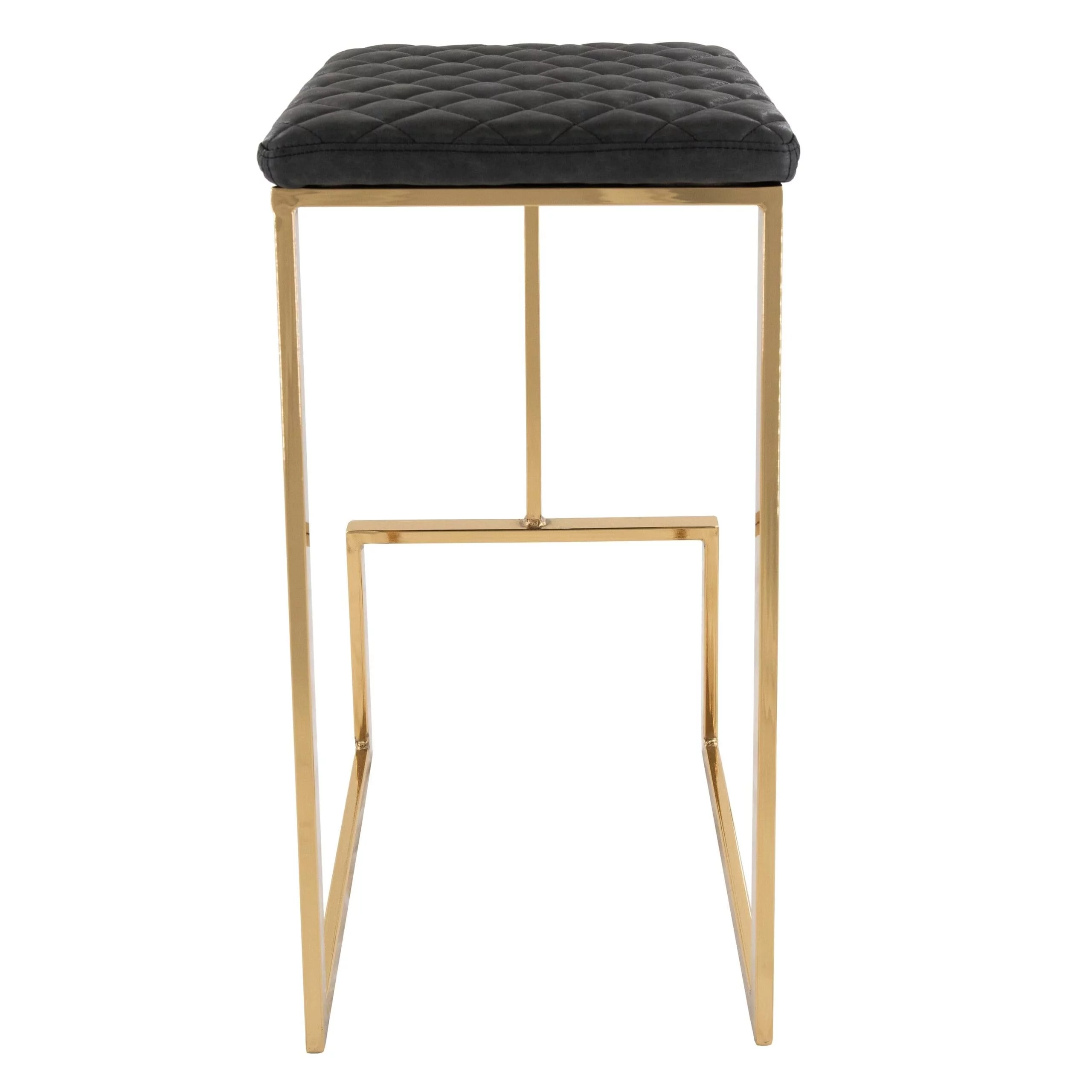 LeisureMod  Quincy Modern tufted Leather Barstool Gold Metal Frame Set of 2 - 29