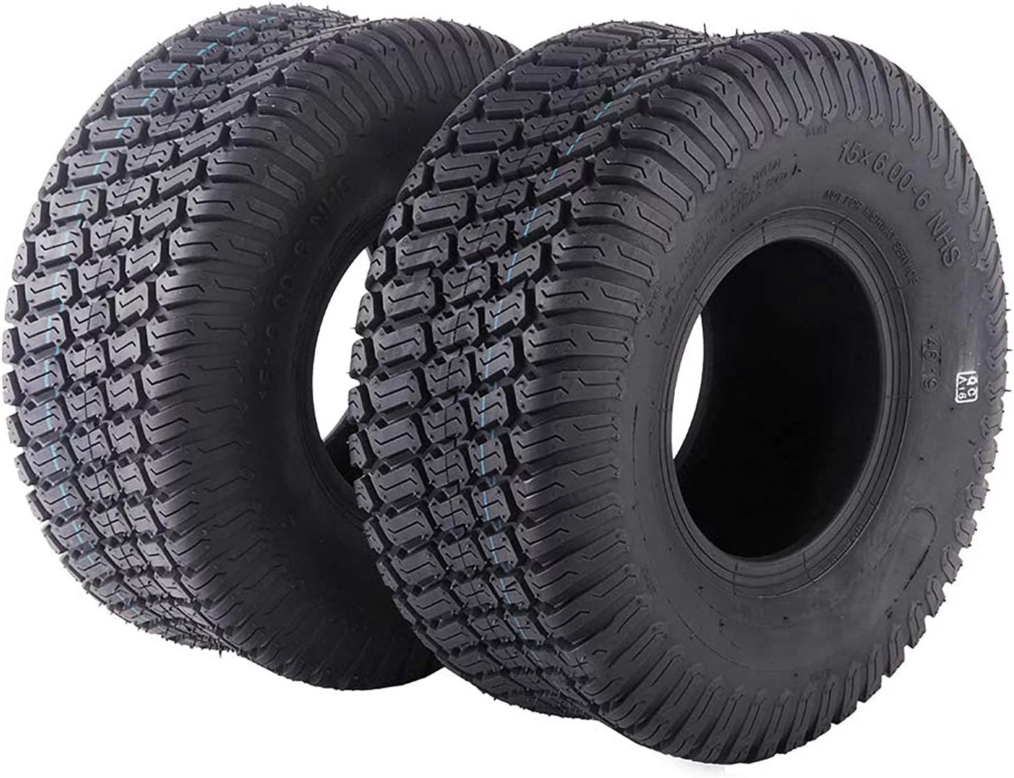Set of 2 Lawn Mower Turf Tires 15x6.00-6 Lawn Garden Tractor Golf Cart Tires 15x6x6 4PR Tubeless