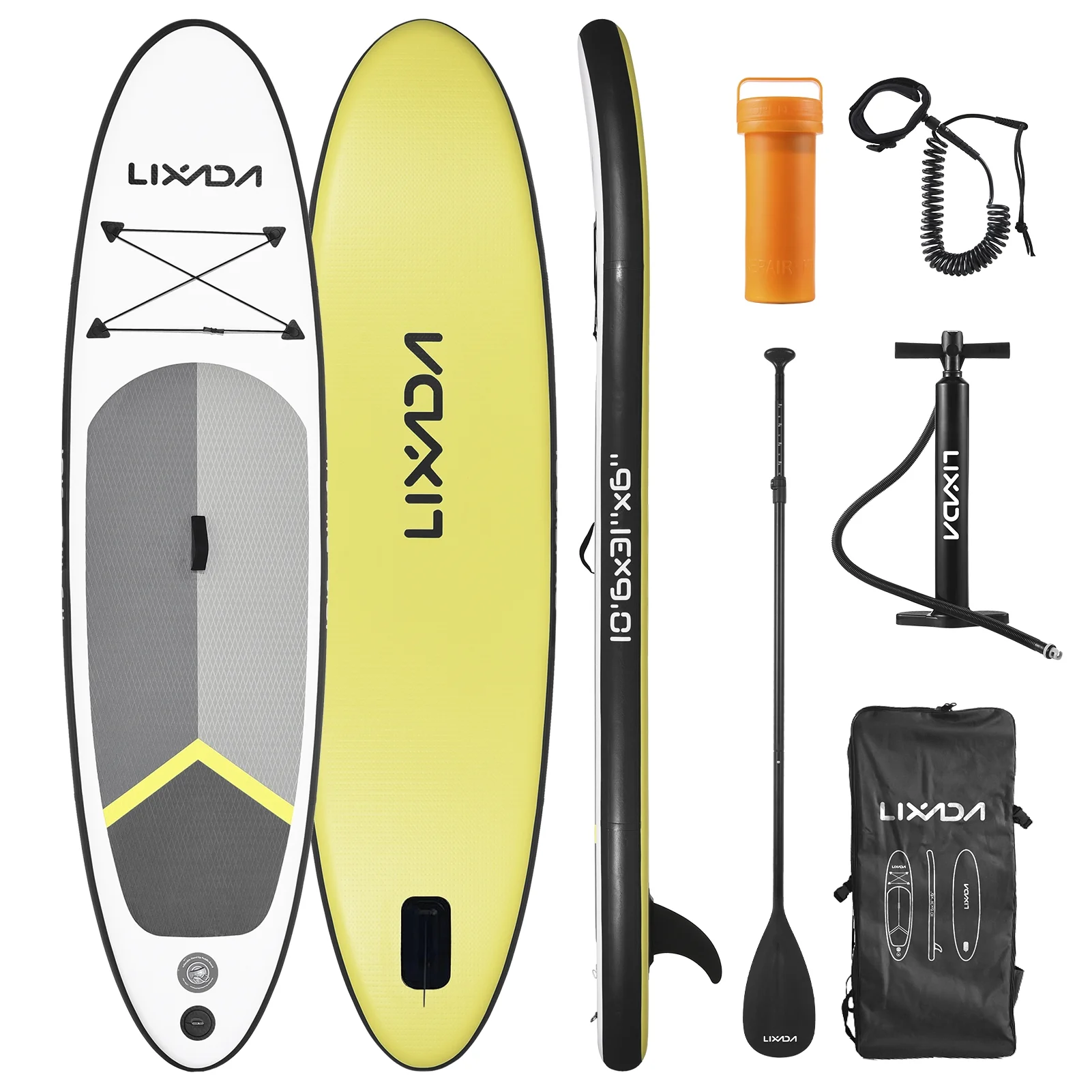 Lixada 10' Inflatable Stand Up Paddle Surfboard with Premium SUP Paddle Board Accessories, Black