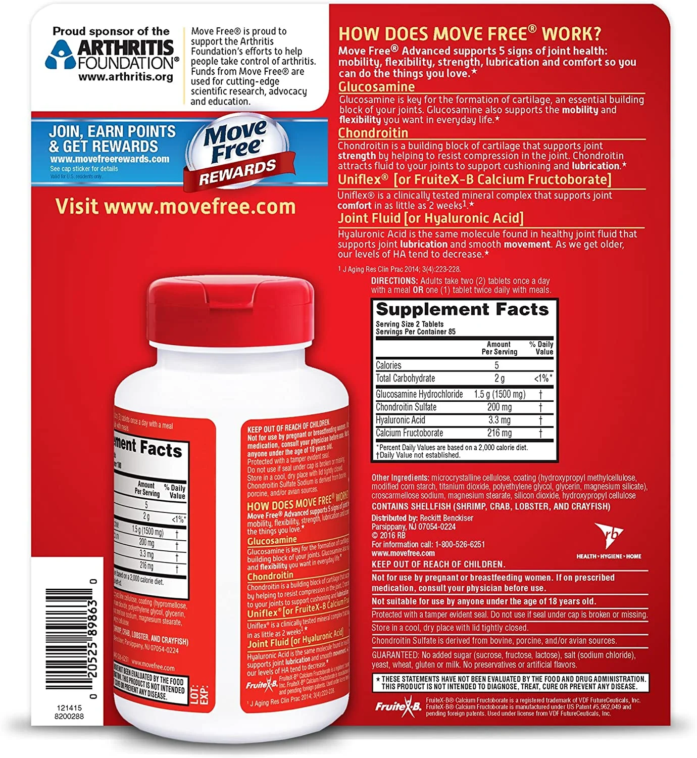 Move Free Advanced, 170 tablets - Joint Health Supplement with Glucosamine and Chondroitin