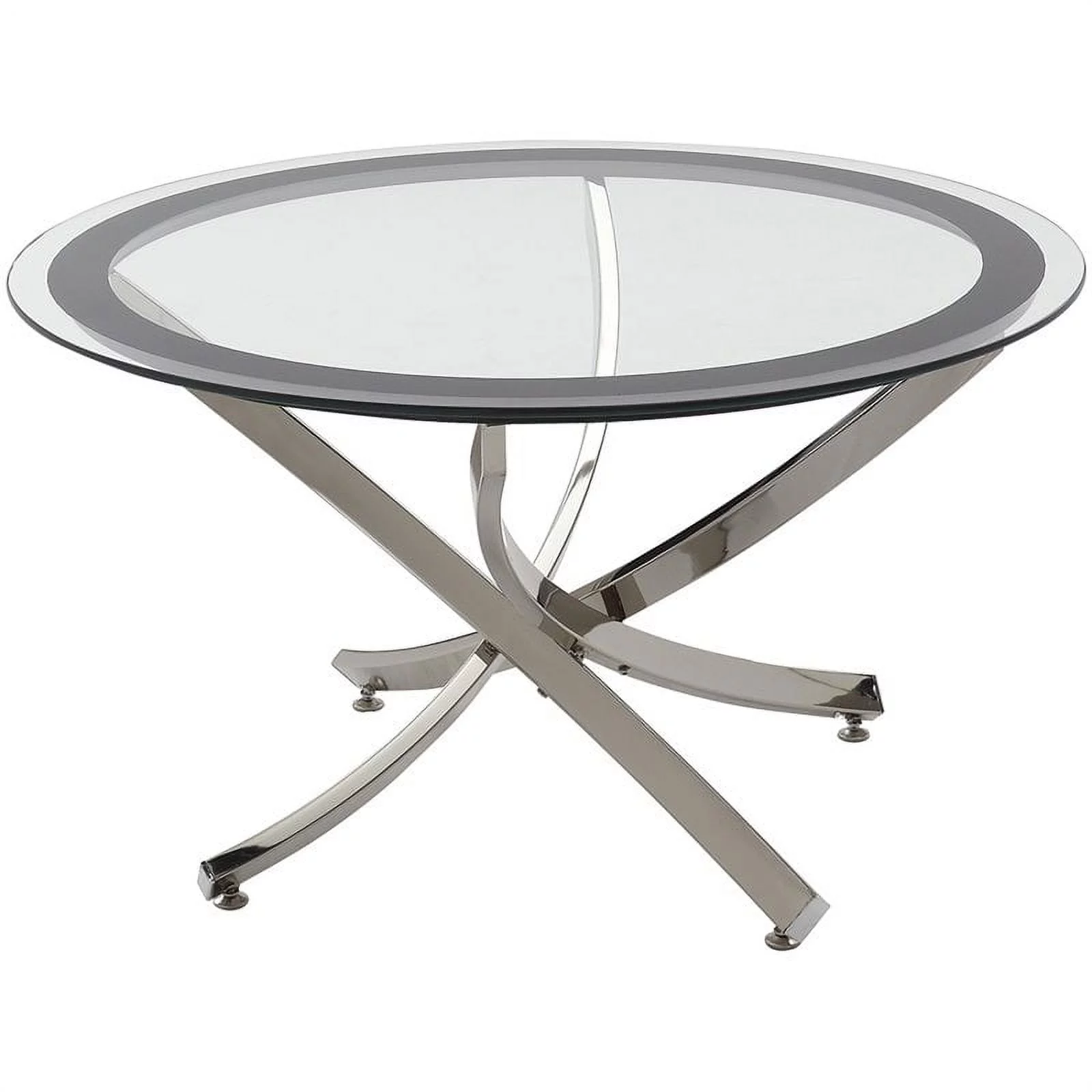 Bowery Hill Round Glass Top Accent Coffee Table in Chrome