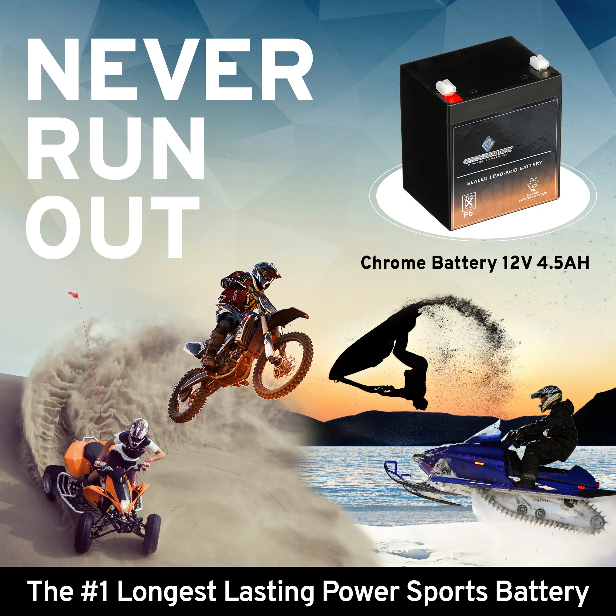 Chrome Battery 12V (12 Volts) 4Ah Bsl1050 Bsl1055 Pc1240 Bp512 SLA Battery