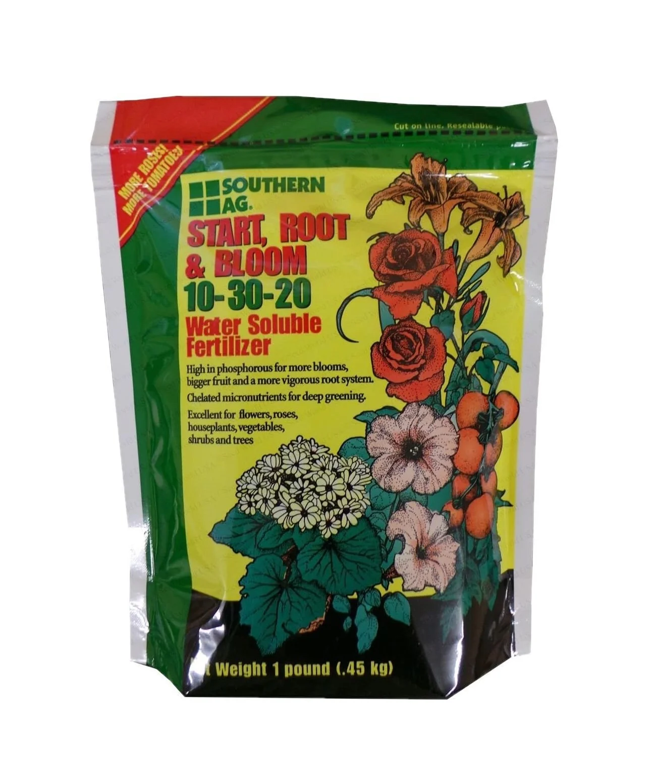 Start Root & Bloom Water-Soluble Fertilizer 10-30-20 - More Blooms Better Roots - 1 lb Bag by Southern Ag