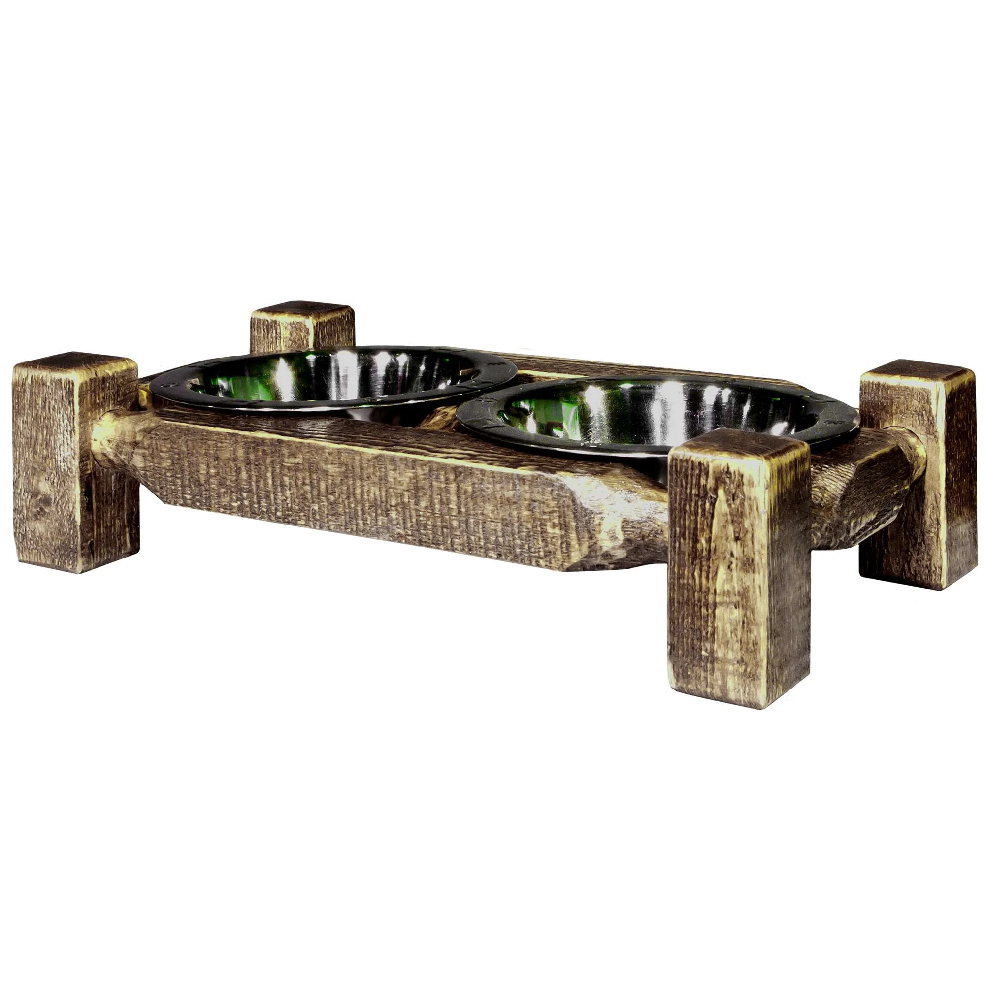 Homestead Collection Small Pet Feeder, Stain & Clear Lacquer Finish