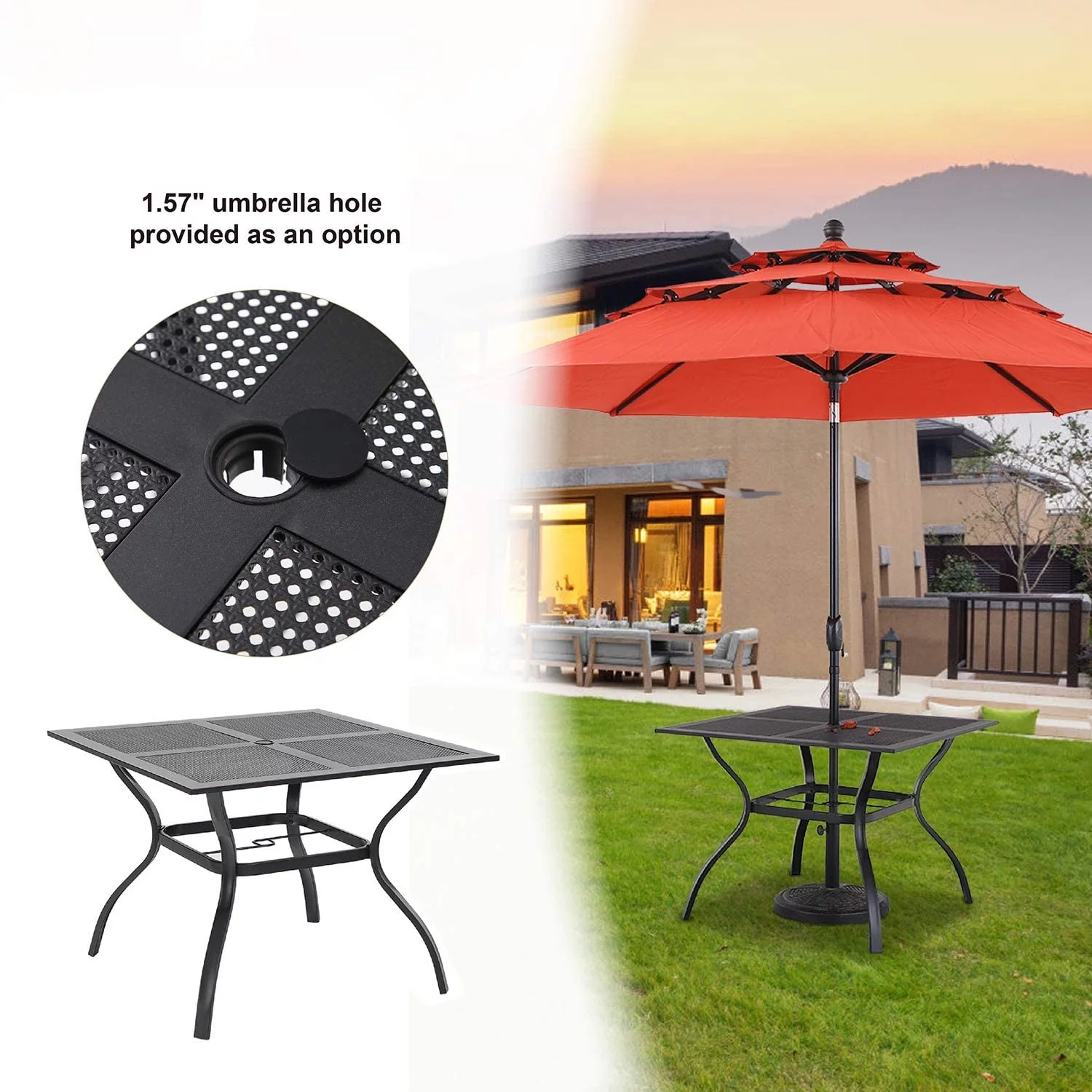 Sophia & William 5 Pieces Metal Patio Dining Set Paded Chairs and Table Furniture Set