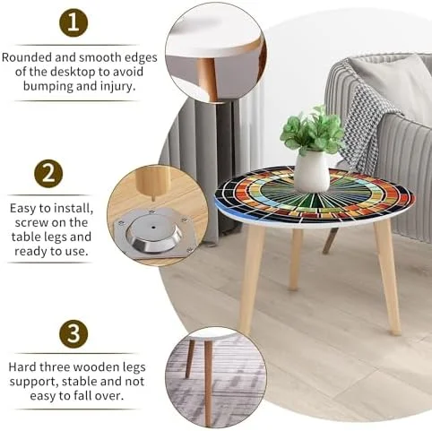 YPDRYGV Small Coffee Nesting  Abstract Stained Glass Monochrome Tone Brown Triangle End  Center   Modern   Room Bedroom Balcony