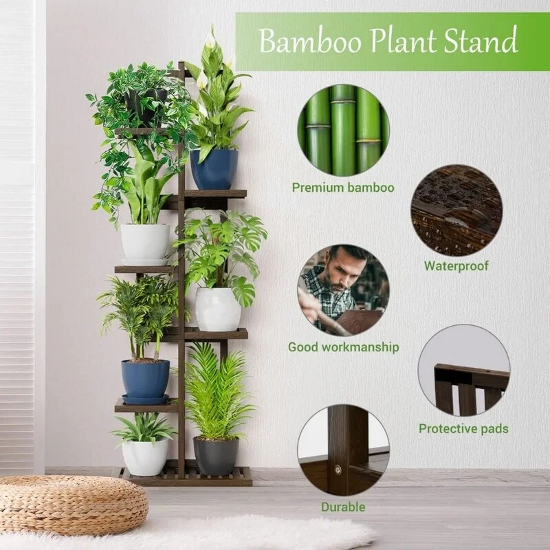 6 Tier 7 Potted Tall Plant Shelf