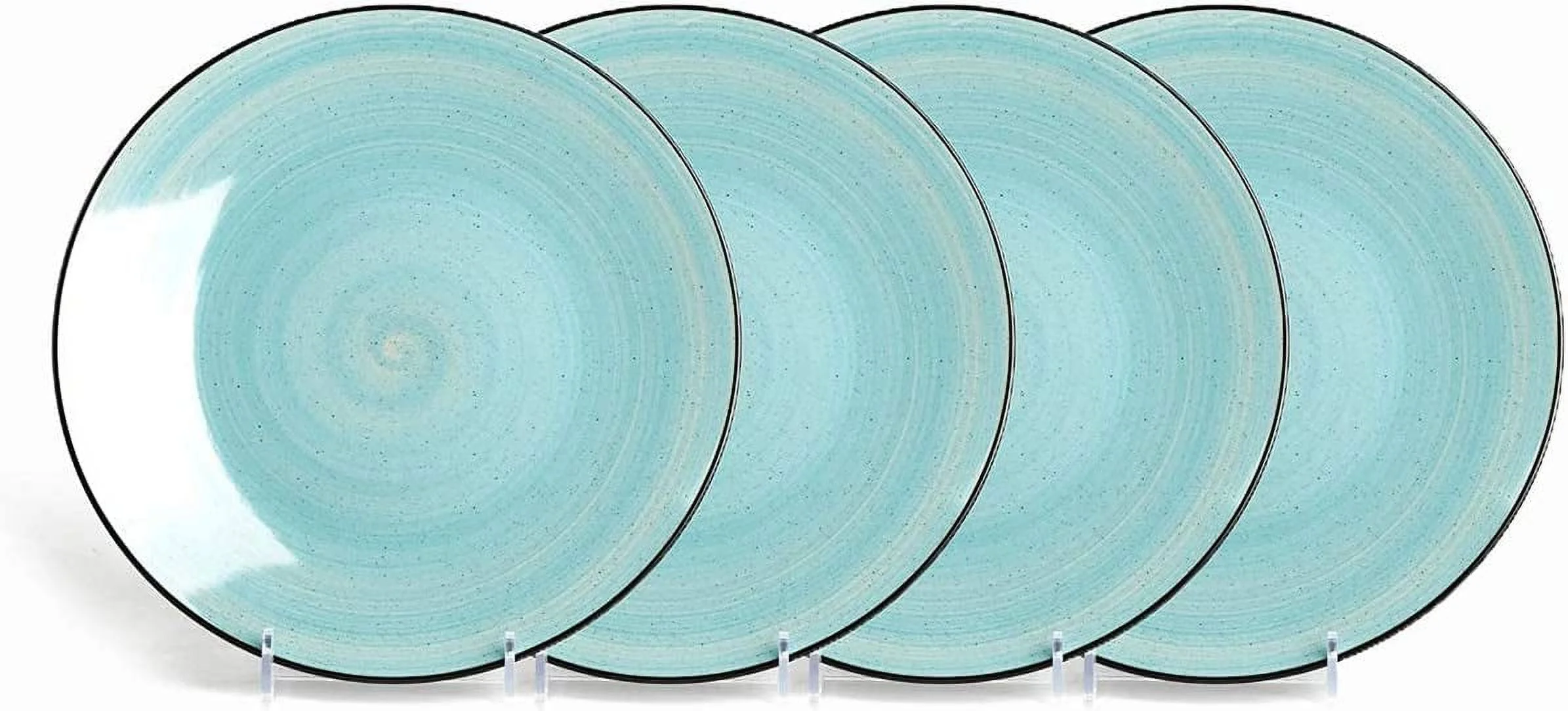 Stoneware Sonoma Dinnerware Set,Black + Speckled Spin Wash Turquoise,16Pc Set