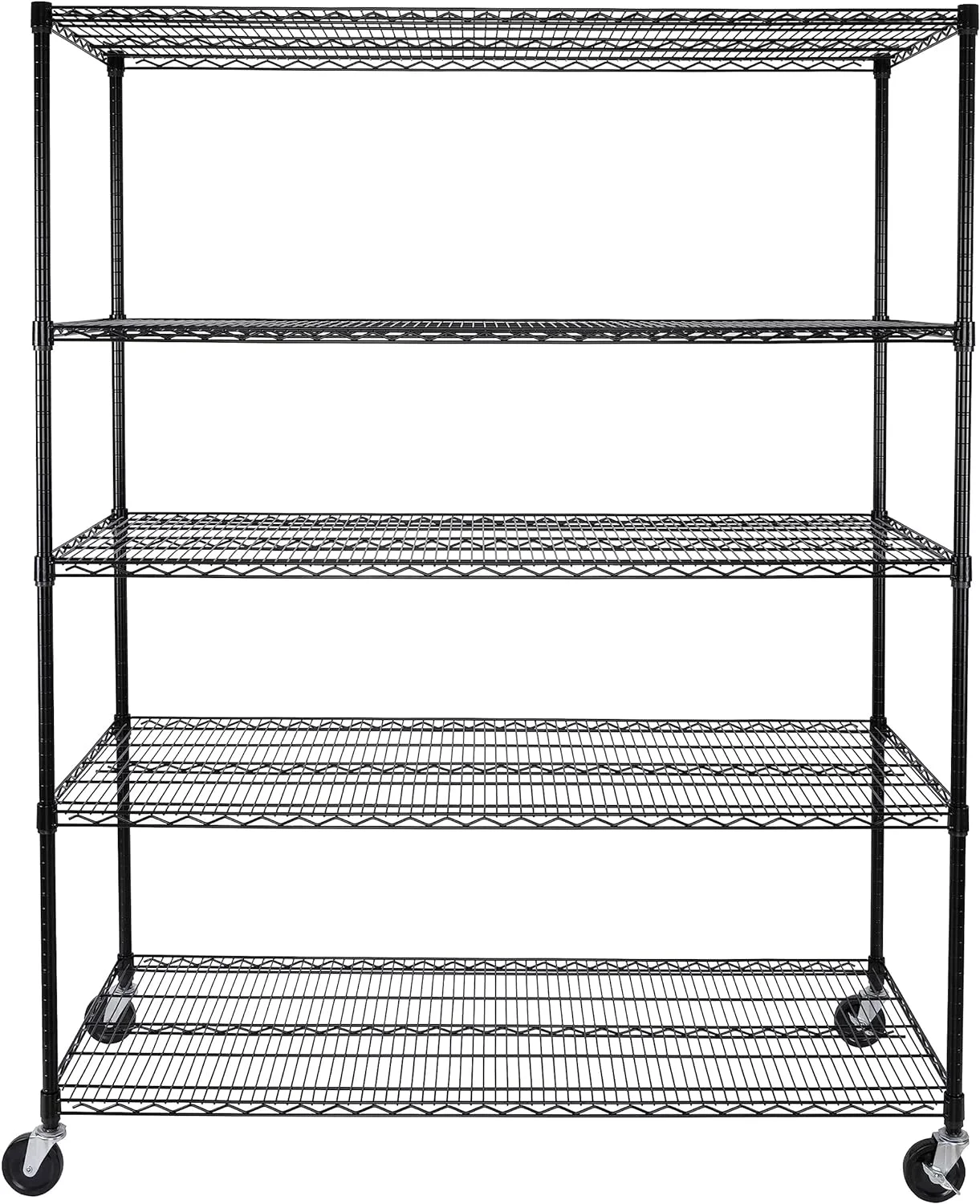 U-SHARE UltraDurable Heavy Duty NSF Solid Steel Wire Rack Storage Unit, Organizer for Garage, Warehouse, Office, Restaurant, Classroom, Kitchen, Black, 5-Tier Shelving, 60