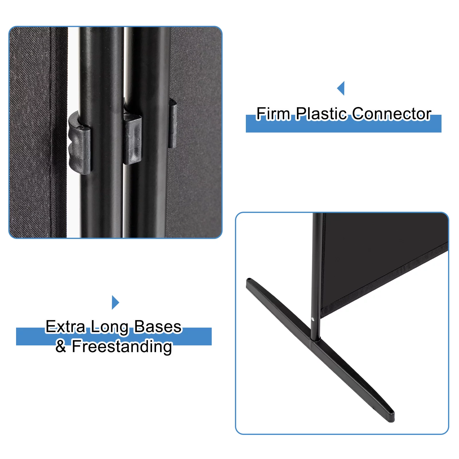 MDHAND 4-Panel Room Divider, 6 Ft Weave Fiber Folding Privacy Screen w/ Carbon Steel Frame, Black