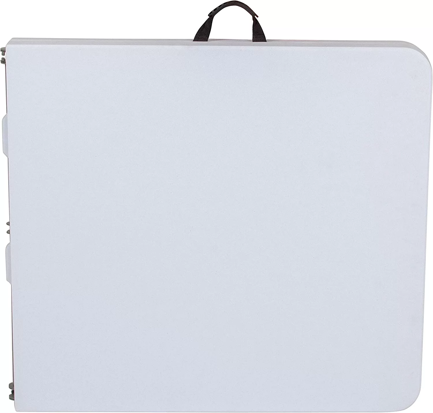 EMMA + OLIVER 5-Foot Height Adjustable Bi-Fold Granite White Plastic Folding Table with Handle