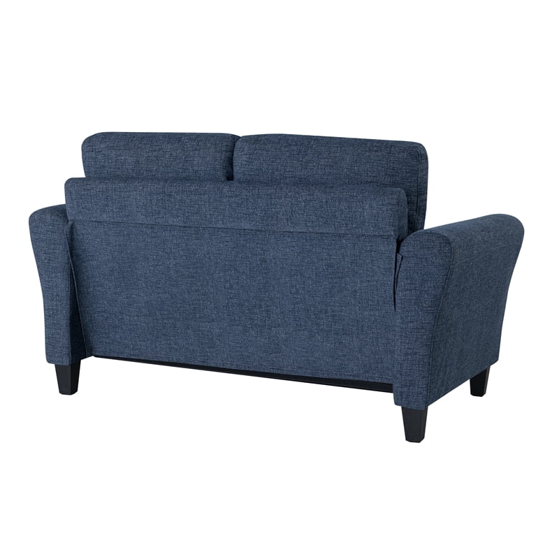 Lifestyle Solutions Alexa Loveseat with Rolled Arms, Blue Fabric