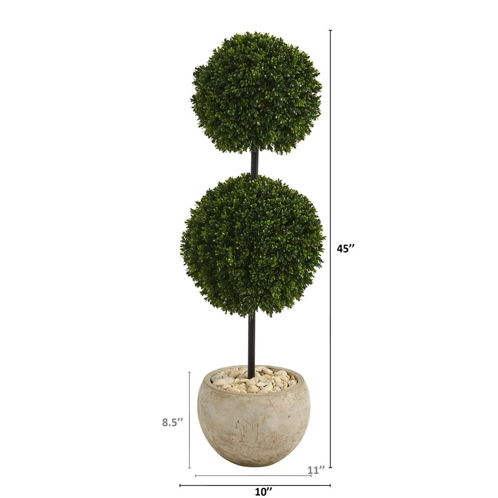 Nearly Natural Boxwood Double Ball Topiary 45