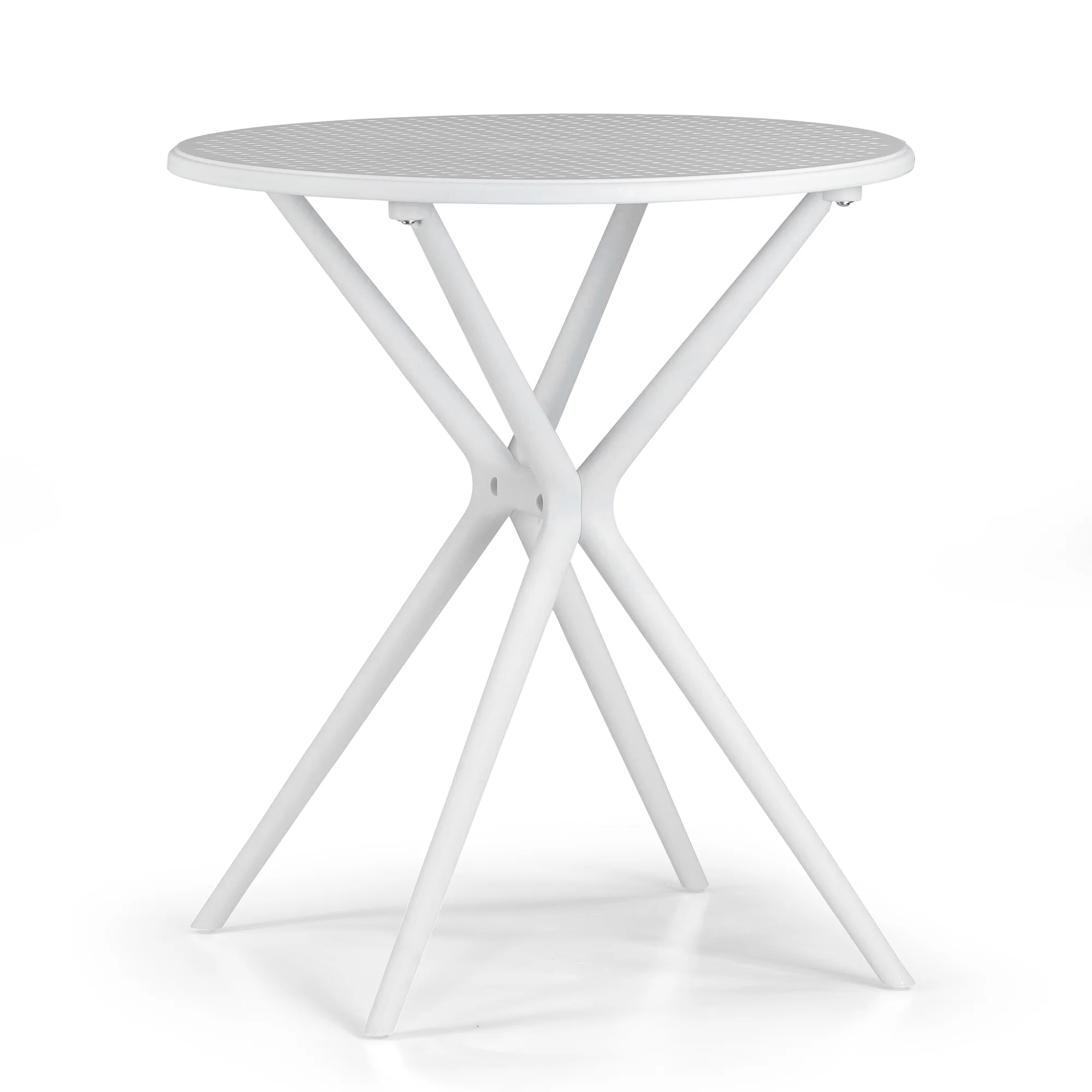 Glamour Home Bates White 26 in. Plastic Round Dining Table