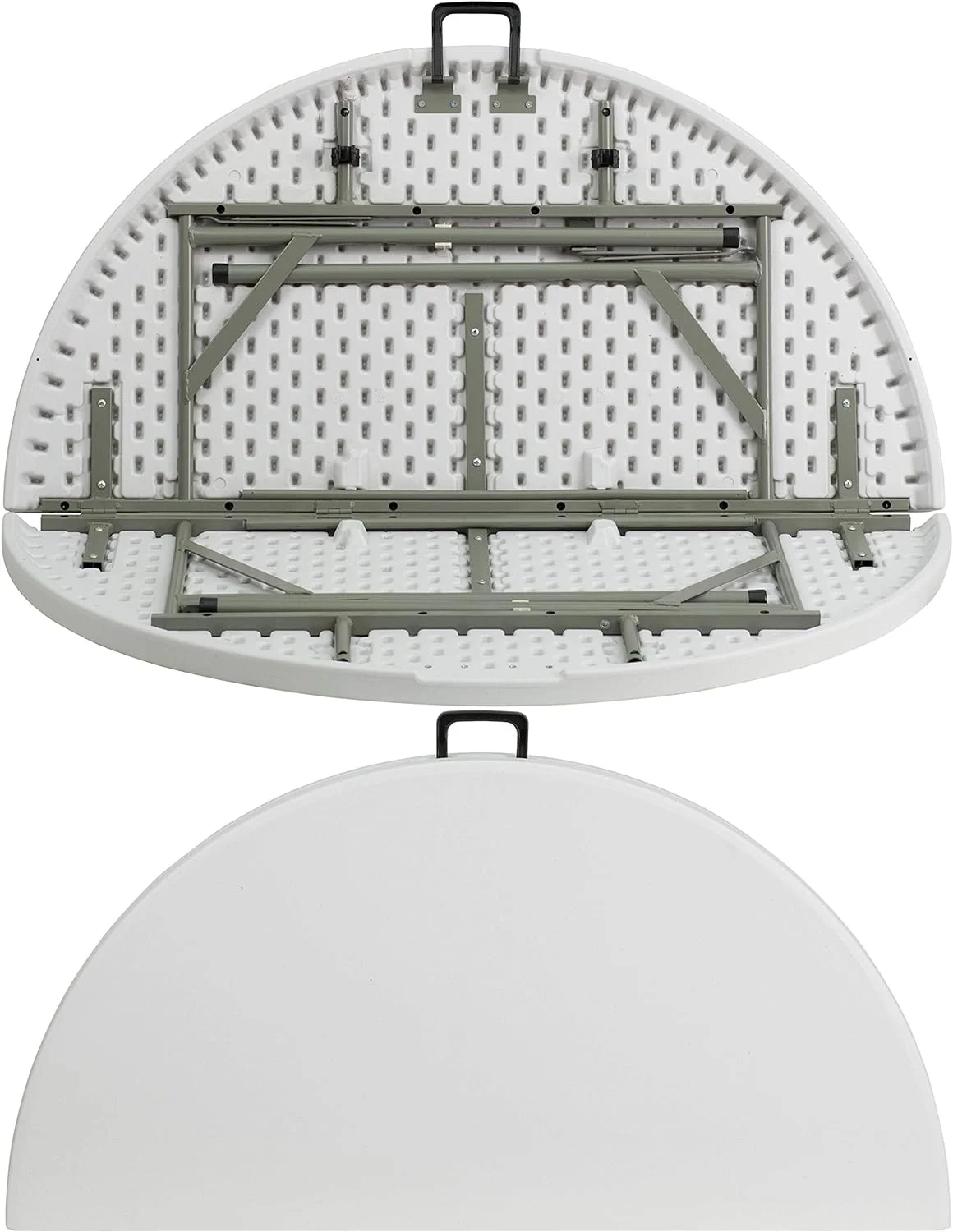 4-Foot Round Bi-Fold Granite White Plastic Event Folding Table with Handle