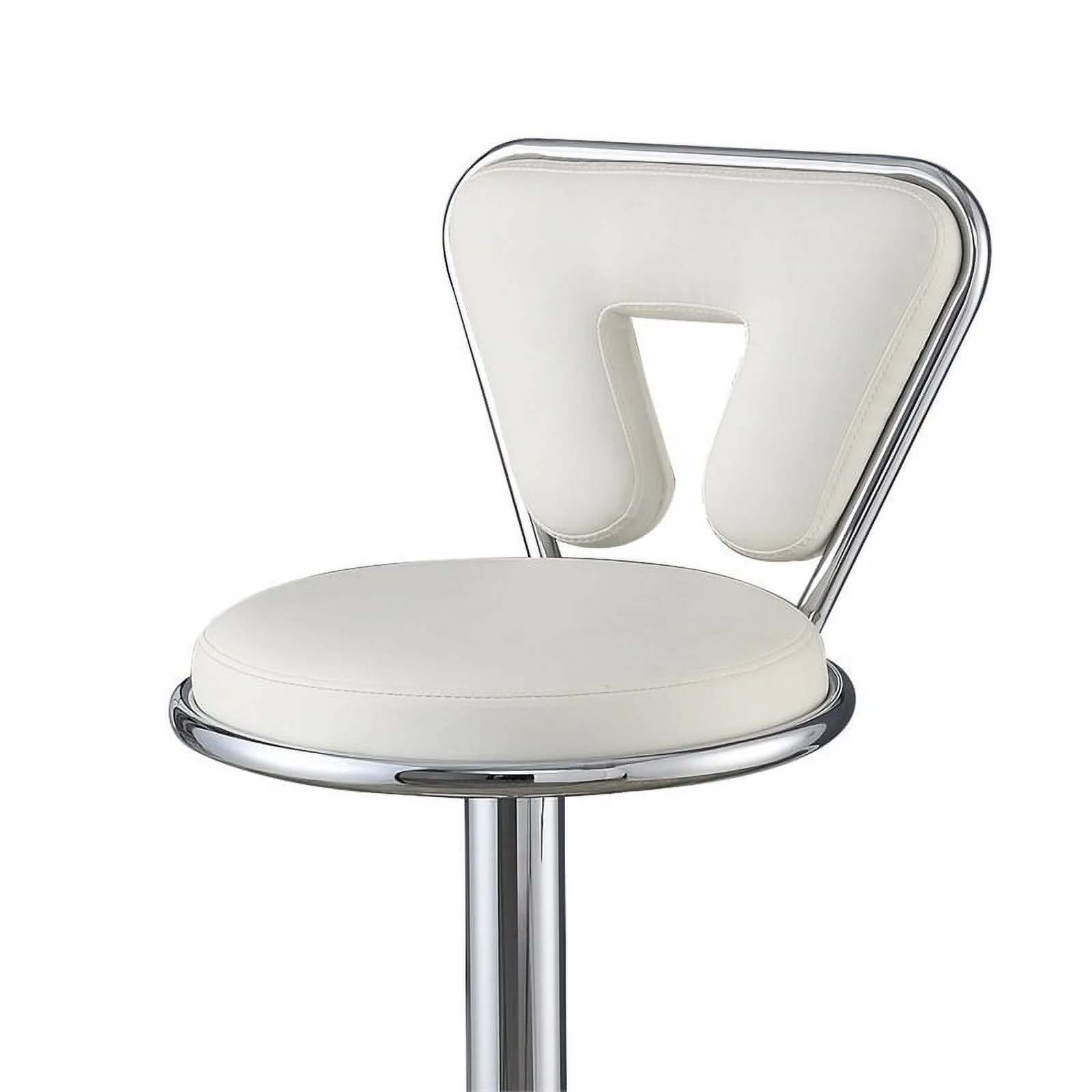 Poundex F1642 16 x 18 x 34-40 in. Adjustable Height & Swivel Barstool in White Faux Leather - Set of 2