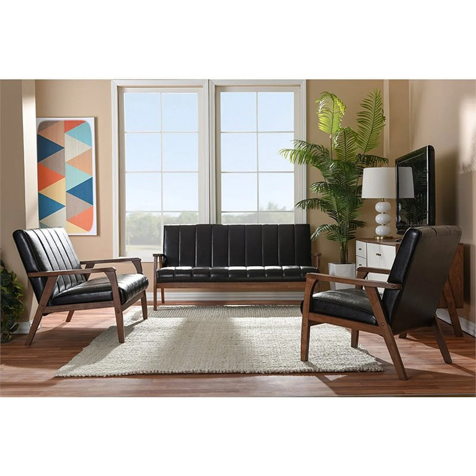 Home Square 2 Piece Living Room Set with Sofa and Loveseat in Dark Brown