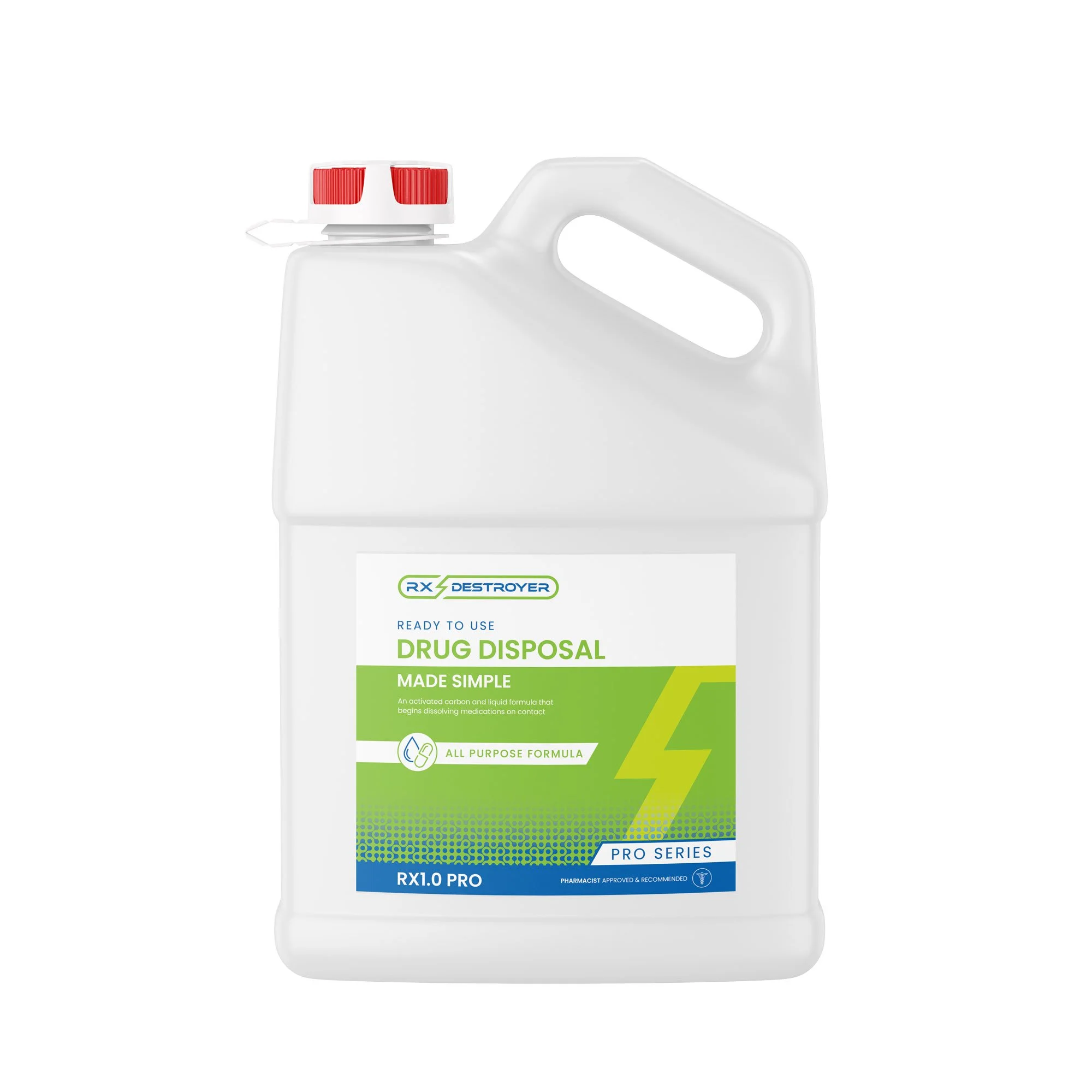 Rx Destroyer PRO Series All-Purpose Formula - Eco-Friendly Medication Buster Solution, Drug Disposal in a Bottle for Pills, Capsules, Tablets, Liquids - 1 Gal, 1 Count, 1 Pack
