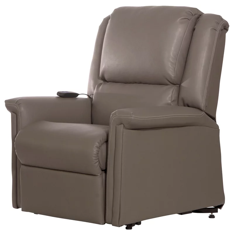 Bowery Hill Power Lift Lay-Flat Recliner with Gray Disinfectable PU Fabric