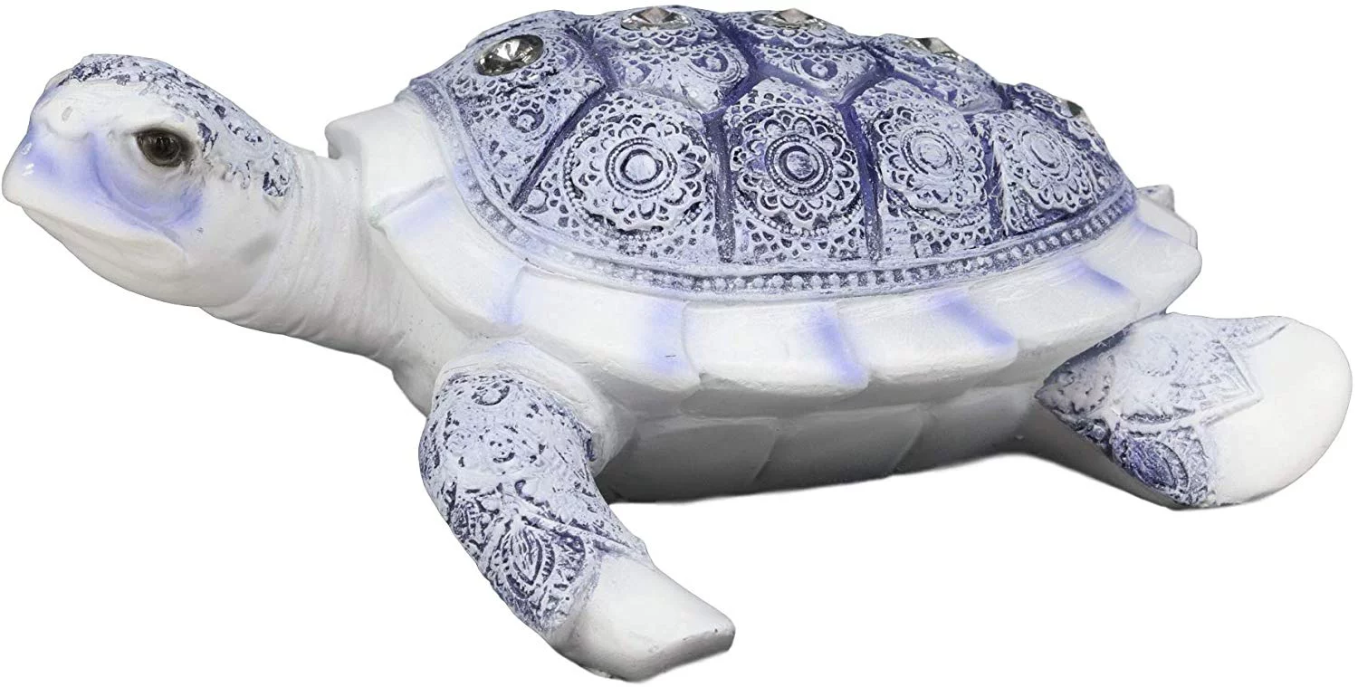 Ming Terracotta Blue And White Feng Shui Celestial Sea Turtle Statue 7.5