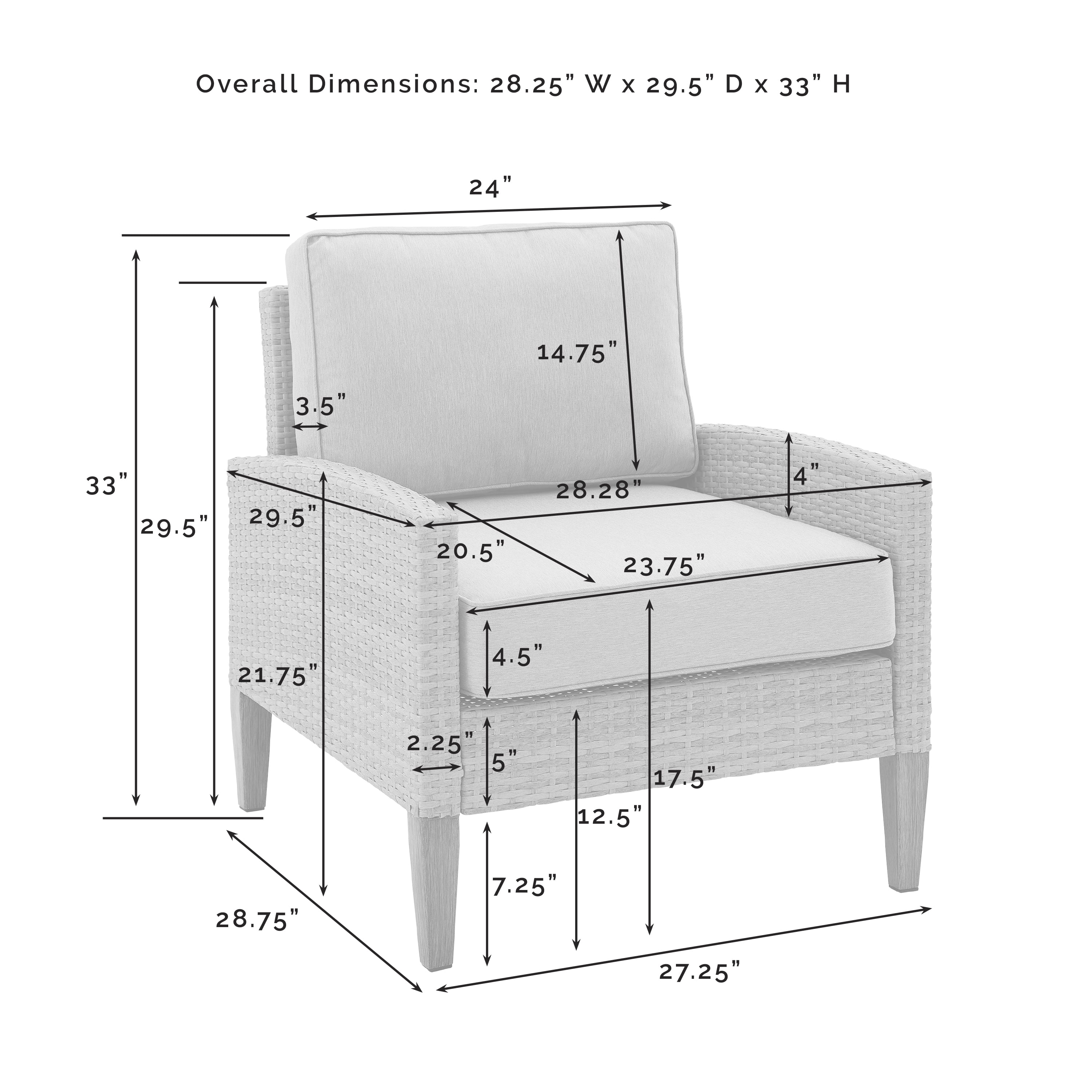 Crosley Furniture Capella Rattan & Fabric Patio Chair in Brown/Cream (Set of 2)