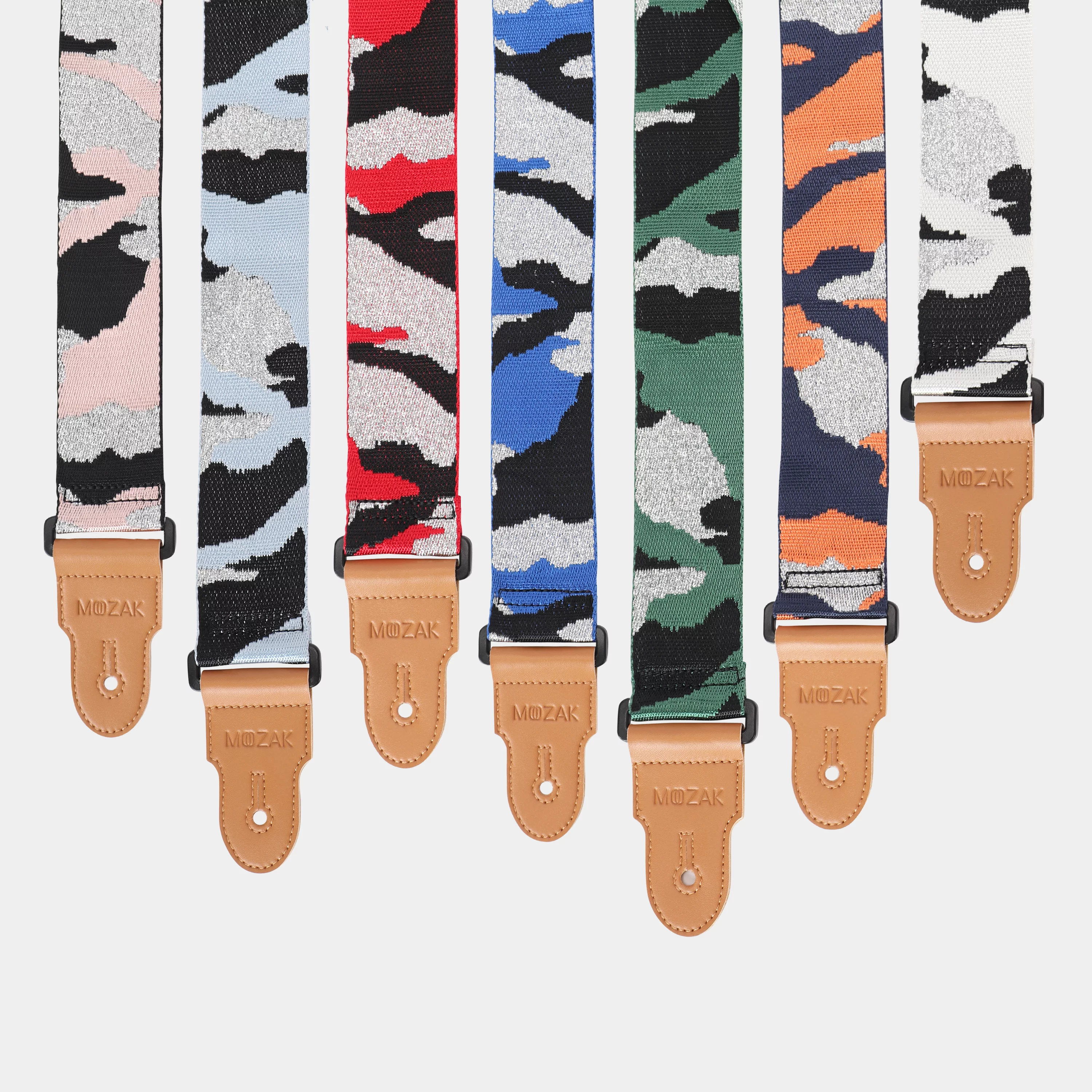 MOOZAK Guitar Strap Set Including 2 Strap Locks, 3 Picks and 1 Strap Headstock Tie (Black White)