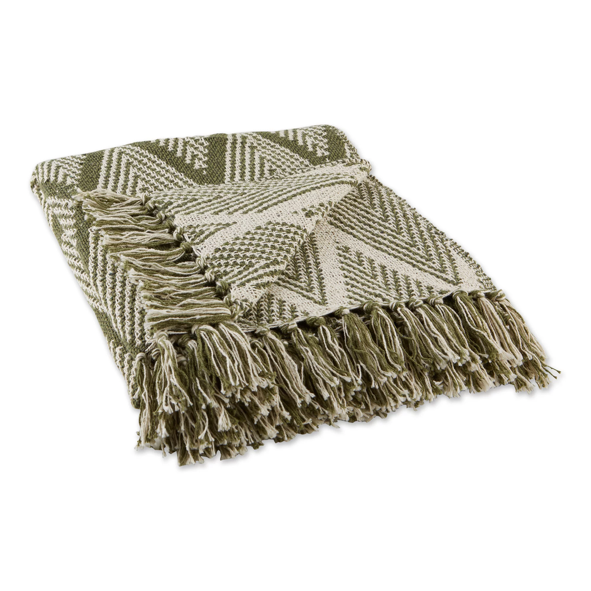 DII Olive Green Tone Multi Diamond 100-percent Cotton Throw 50x60 inches