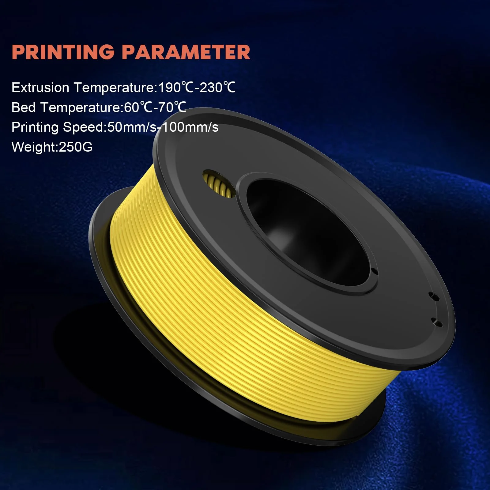 3D Printer Filament PLA 1.75mm, Dimensional Accuracy ±0.02mm, Neatly Wound Filament Bundle, Filiment Vacuum Pack 1.25KG, 5 Colors, 0.25kg Spool, 5 Packs, Orange+ Green+Blue+Purple+Yellow