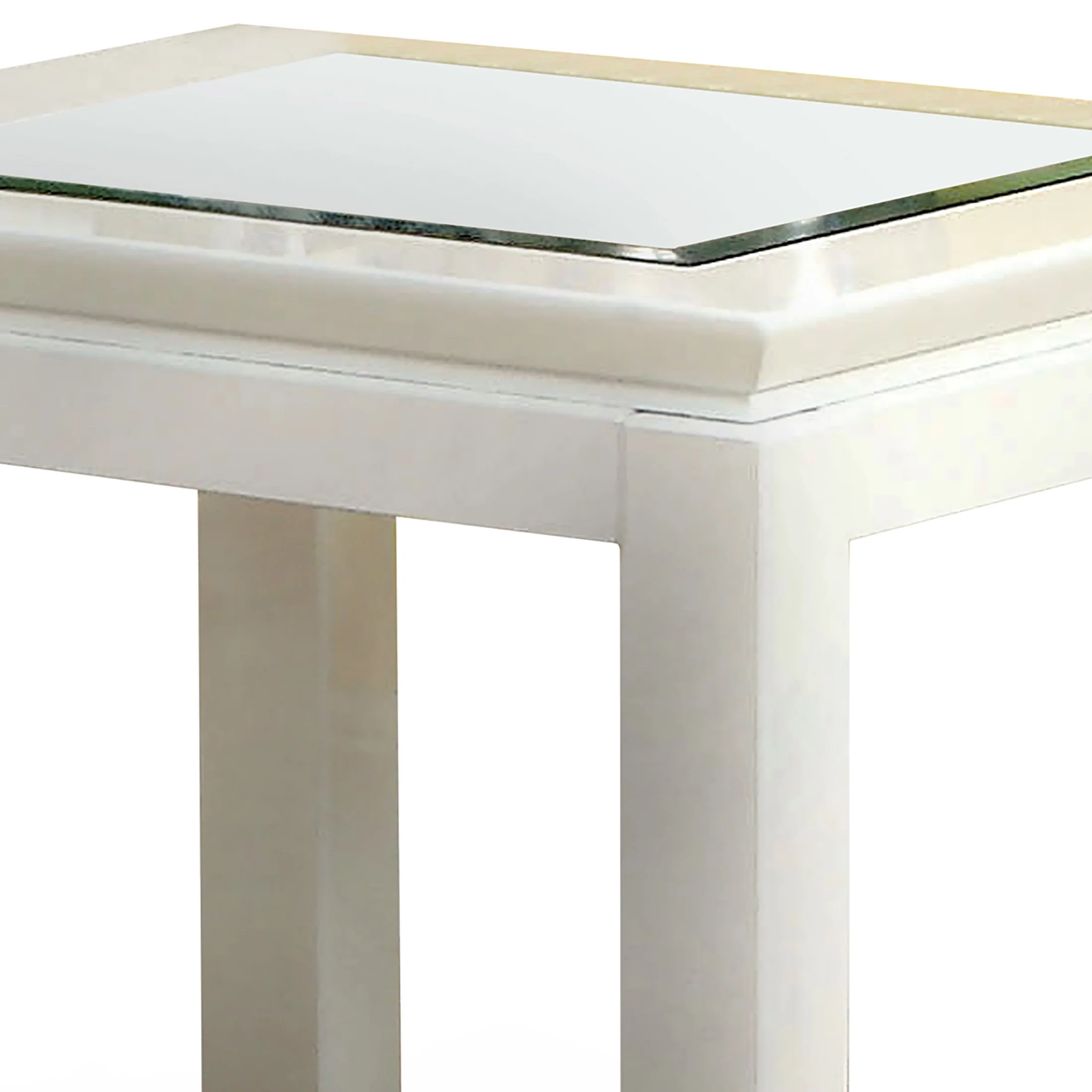 Furniture of America Lalia Glass Top End Table, White