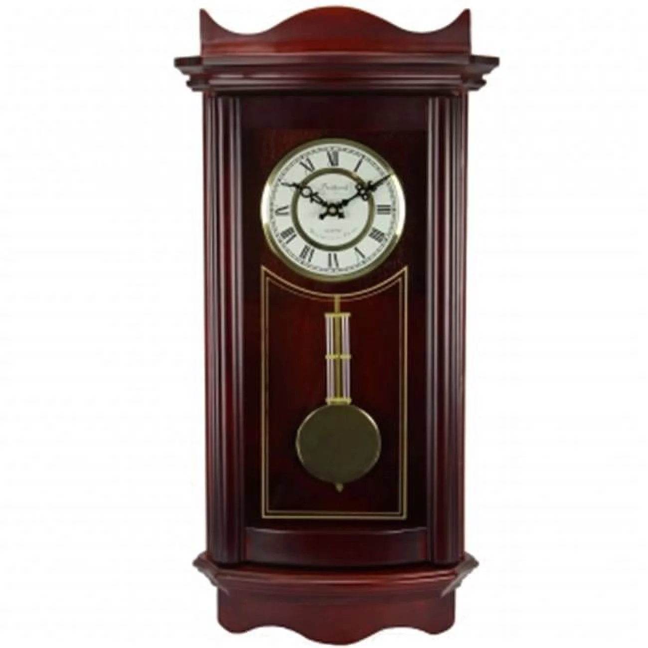 Bedford Clock Collection  Weathered Cherry Wood 25 in. Wall Clock with Pendulum