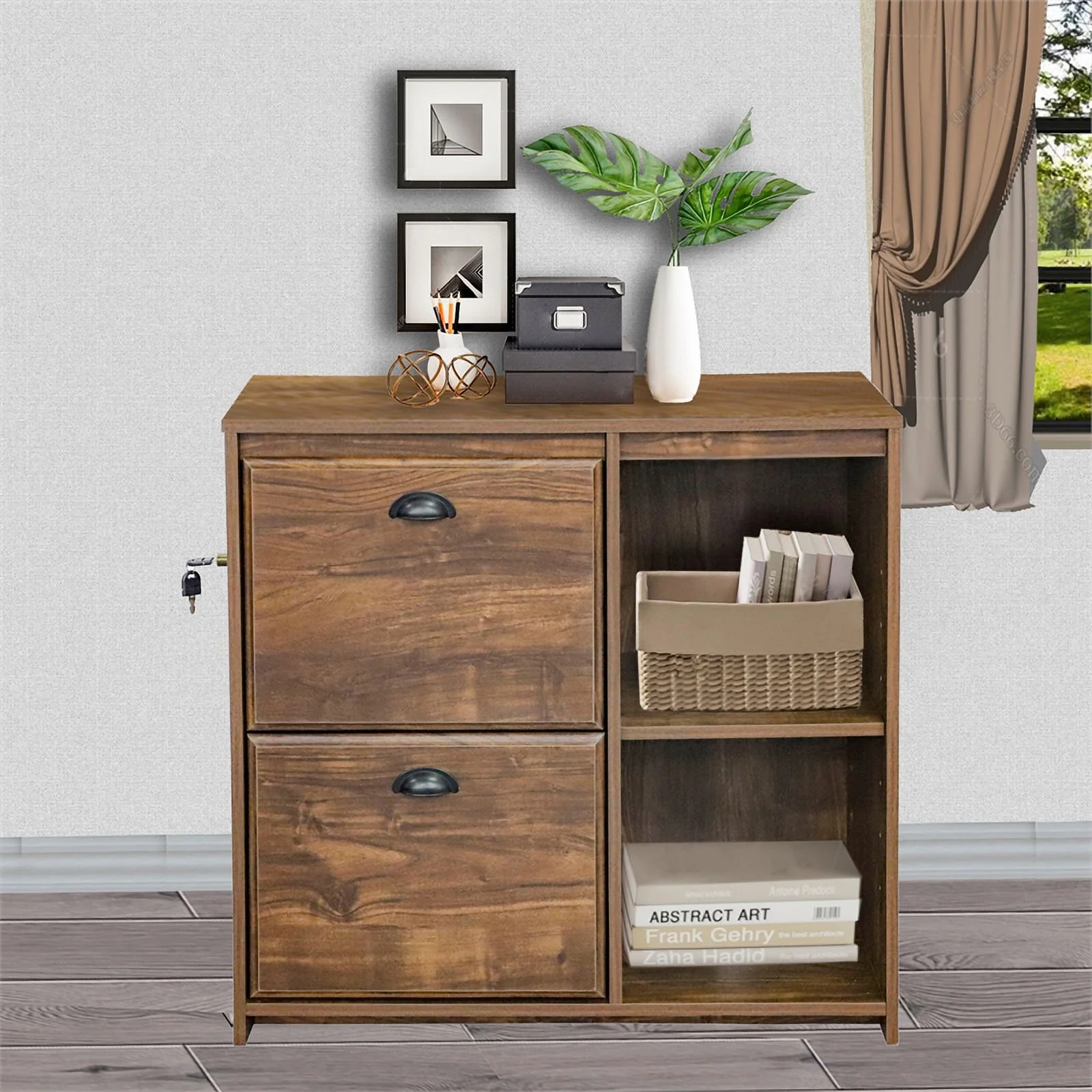Saint Birch Elma 2-Drawer Modern Wood File Cabinet in Brown Rustic Oak
