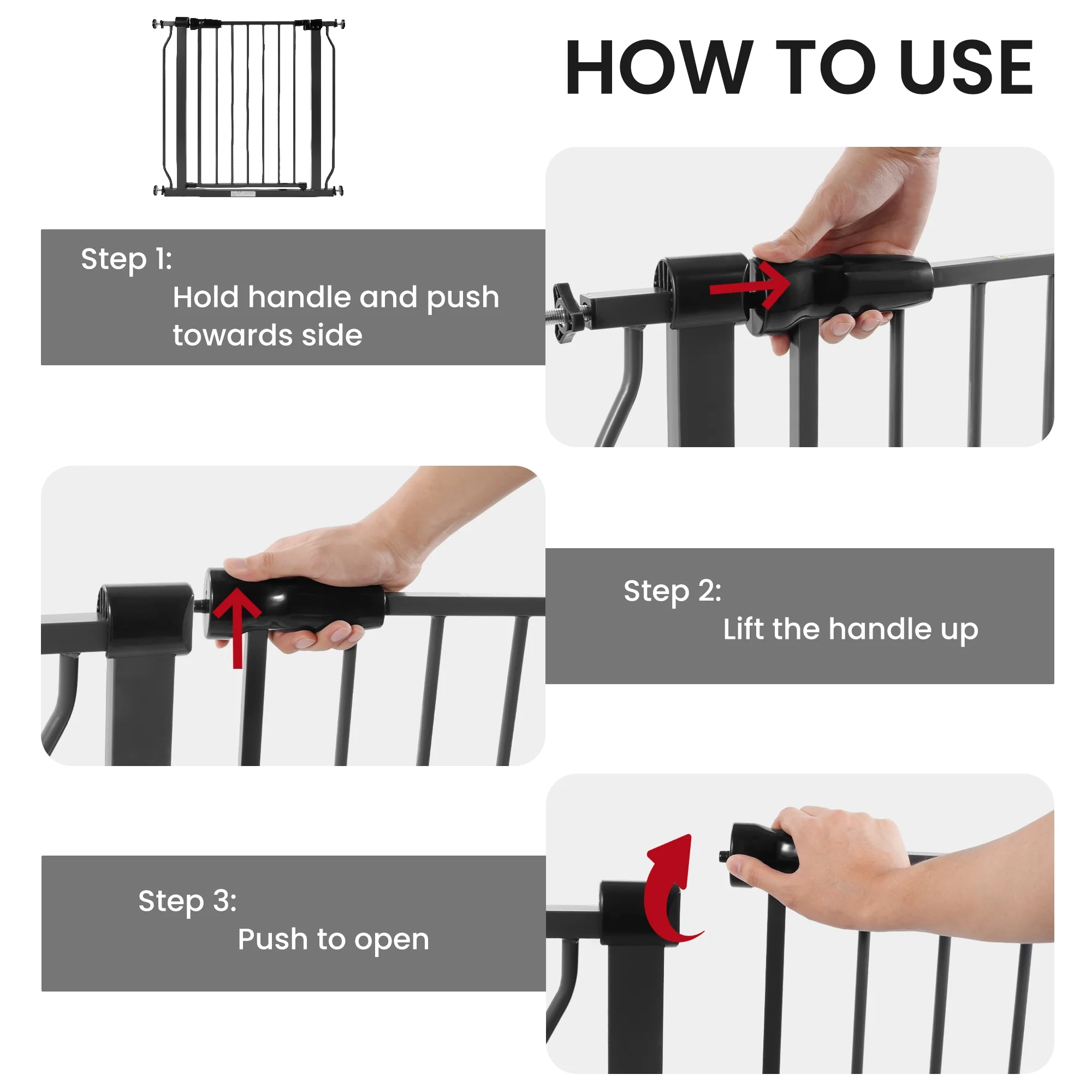 BalanceFrom Easy Walk-Thru Safety Gate for Doorways and Stairways with Auto-Close/Hold-Open Features, 30-Inch Tall, Fits 29.1-33.8 Inch Openings, Graphite