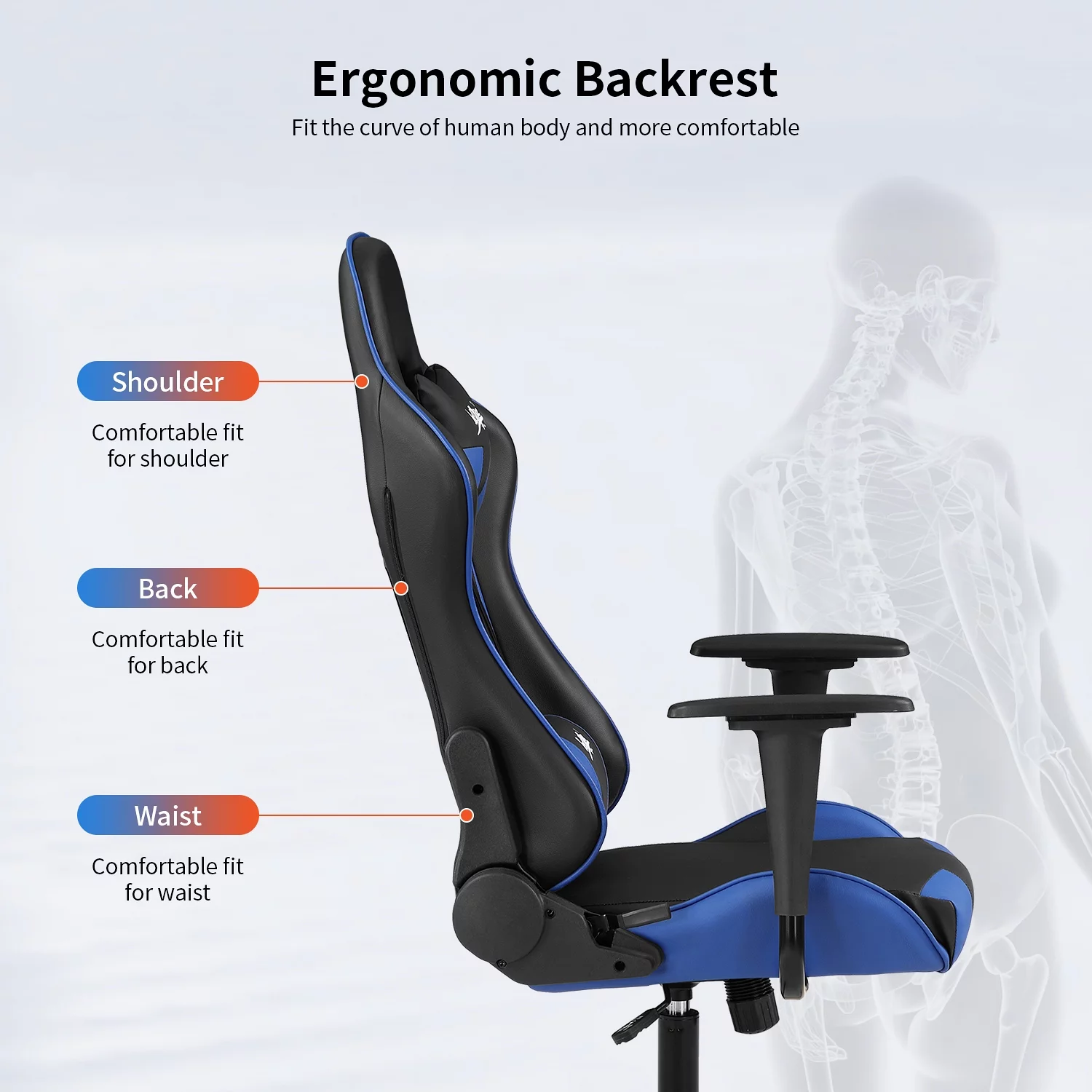 Dkelincs Ergonomic Gaming Chair Adjustable PC Computer Desk Chair with Lumbar Support Headrest Armrest, Blue