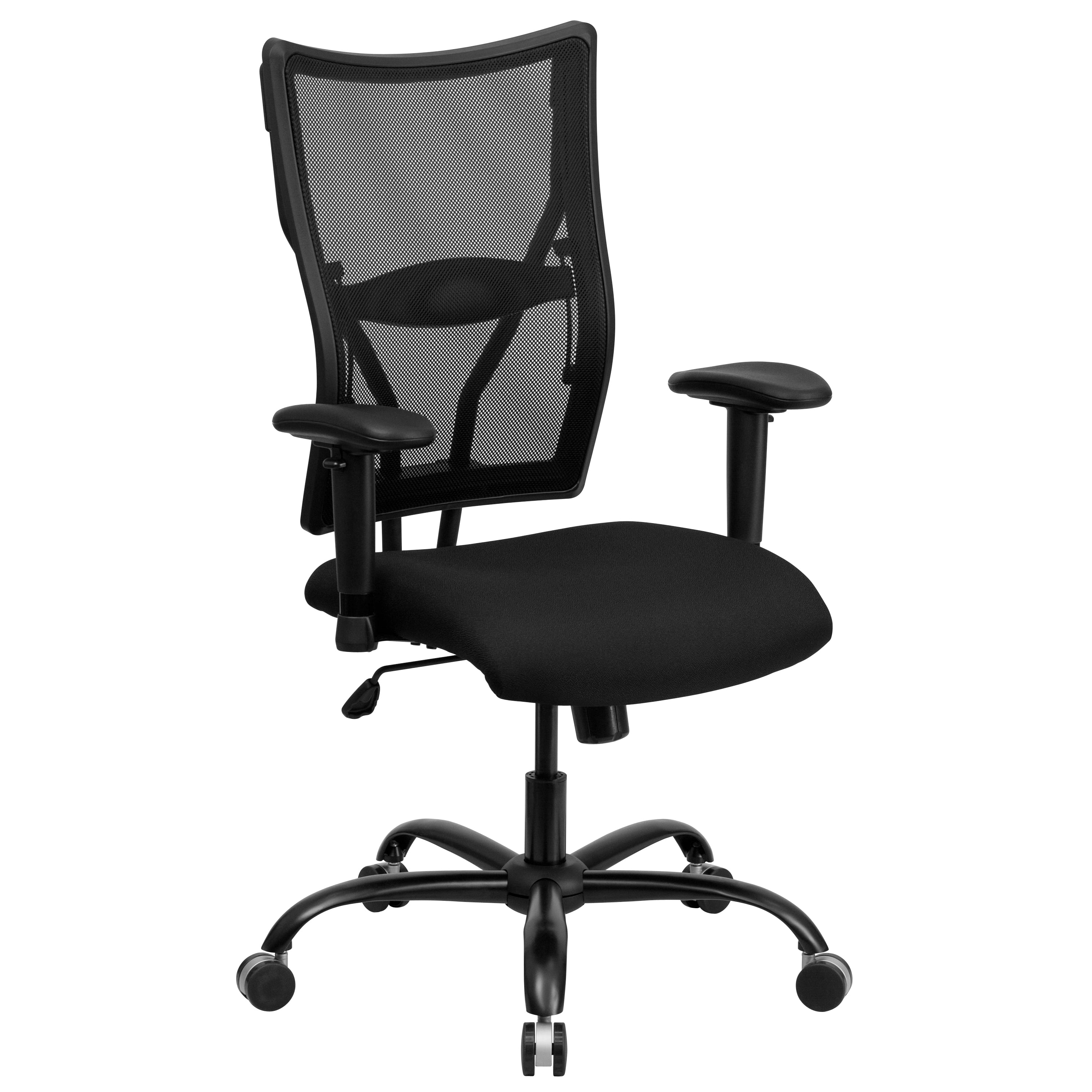 Emma + Oliver 400 lb. Big & Tall Black Mesh Swivel Ergonomic Office Chair with Adjustable Arms