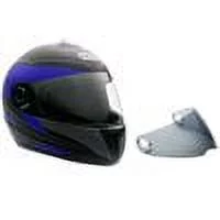 MMG Adult Motorcycle Full Face Helmet DOT with Spare Tinted Shield - Matte Black Blue (X-Large) Model 26