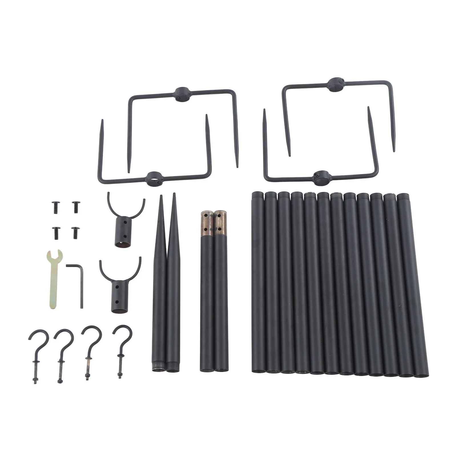 2Pcs Set String Light Pole 10ft Outdoor Hanging Poles Camping Light Rod with Hook for Patio