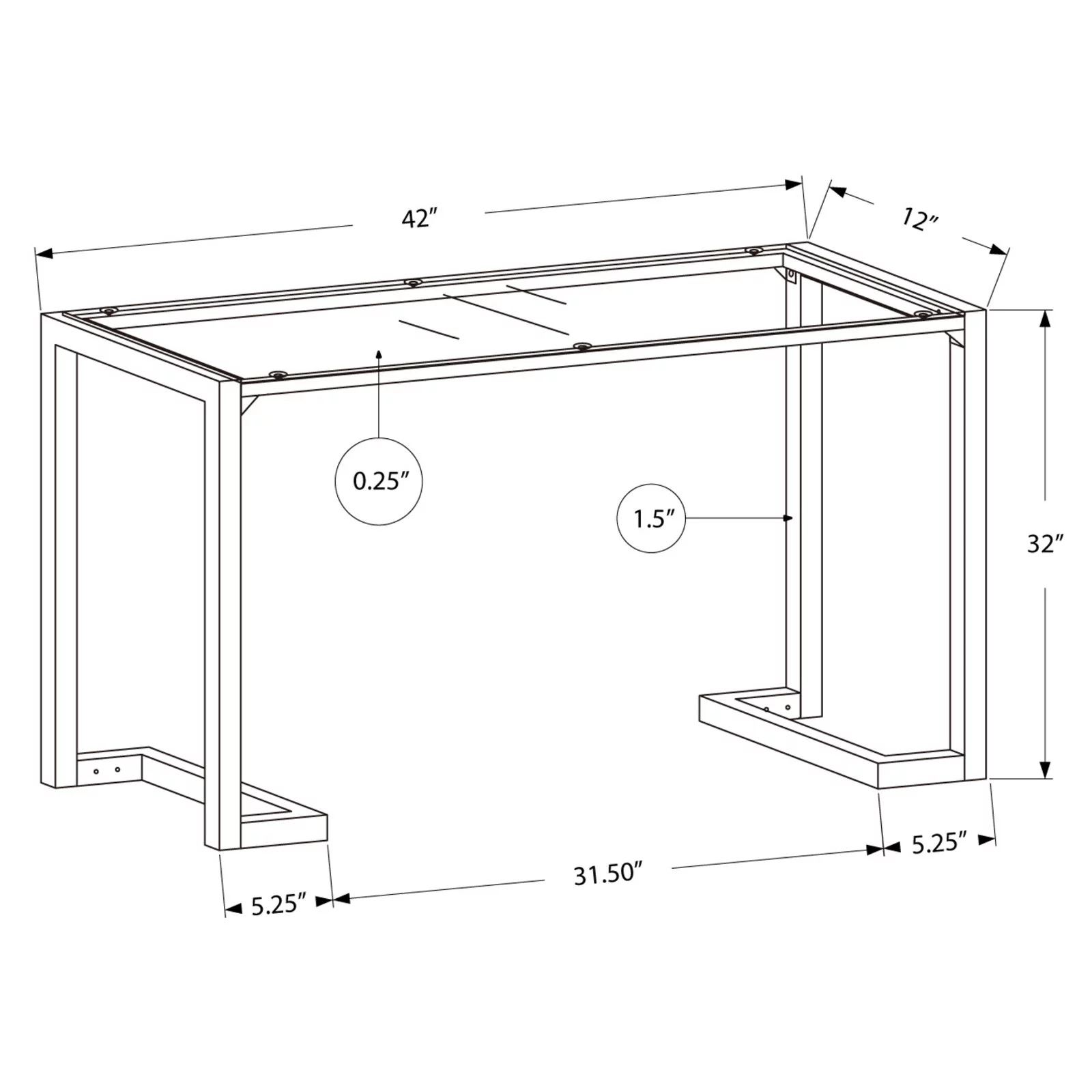 Accent Table Console Entryway Narrow Sofa Bedroom Metal Black