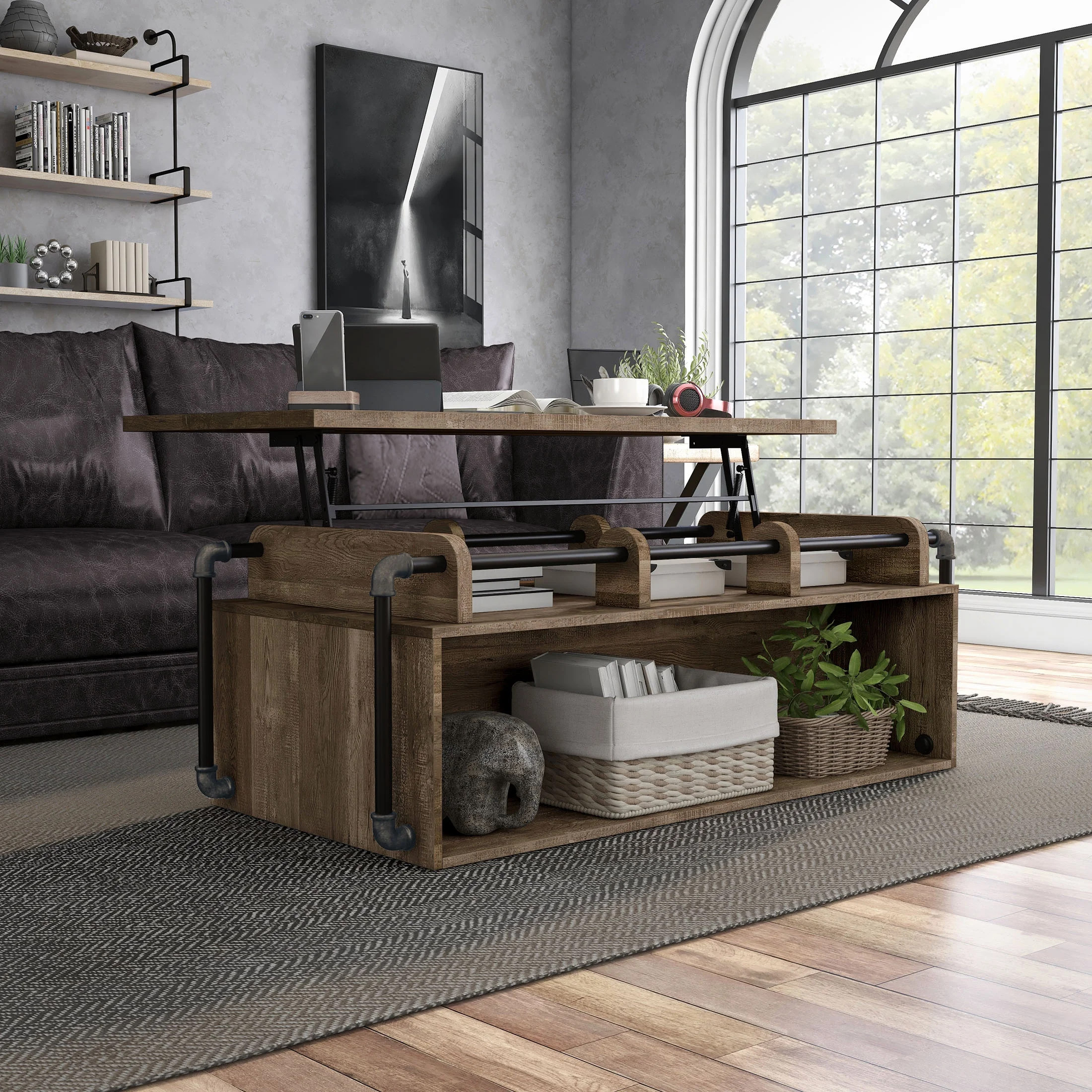 Furniture of America Junis Lift-top Coffee Table, Reclaimed Oak