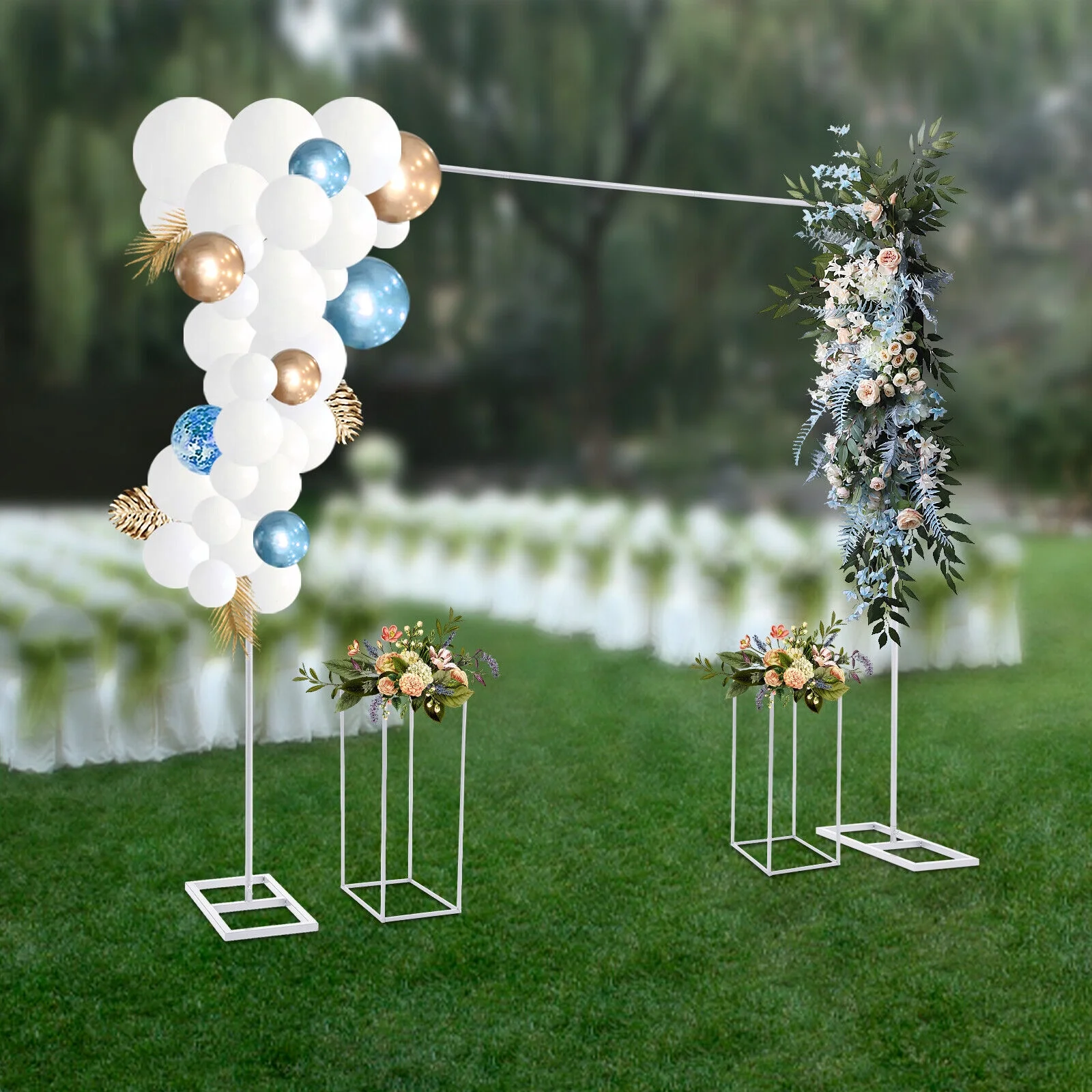 2x2M Modern White Square Metal Flower Wedding Arch Backdrop Stand for Wedding Party Decoration