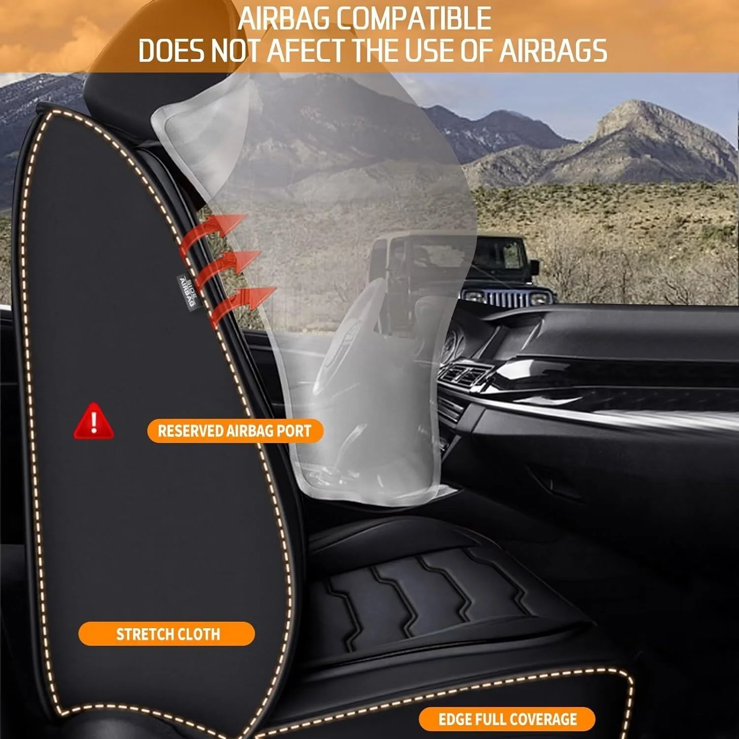 AOMSAZTO Fit for Subaru Outback 2010-2024 Car Seat Cover 5-seat Faux Leather Full Set Compatible Airbag(Black）