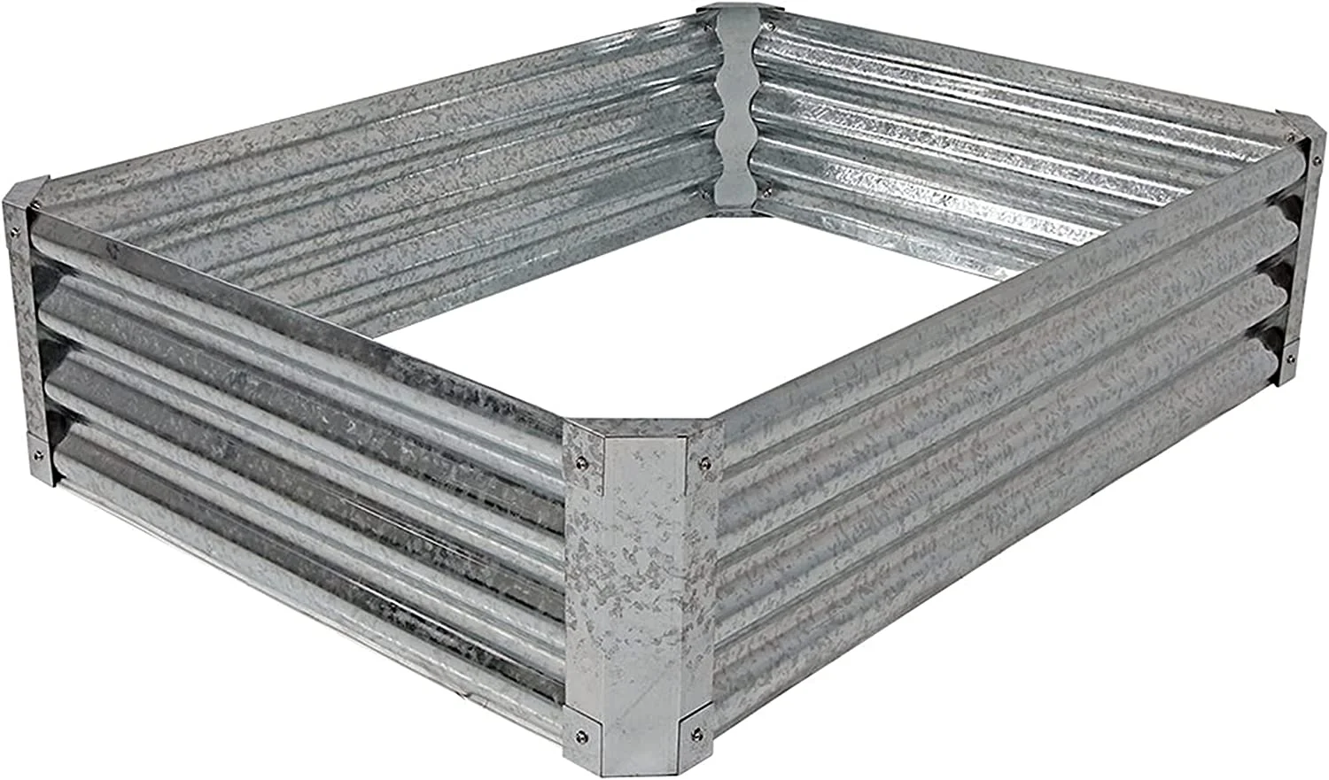 48-Inch Rectangle Galvanized Steel Raised Garden Bed Kit - Outdoor Metal Elevated Planter - Silver