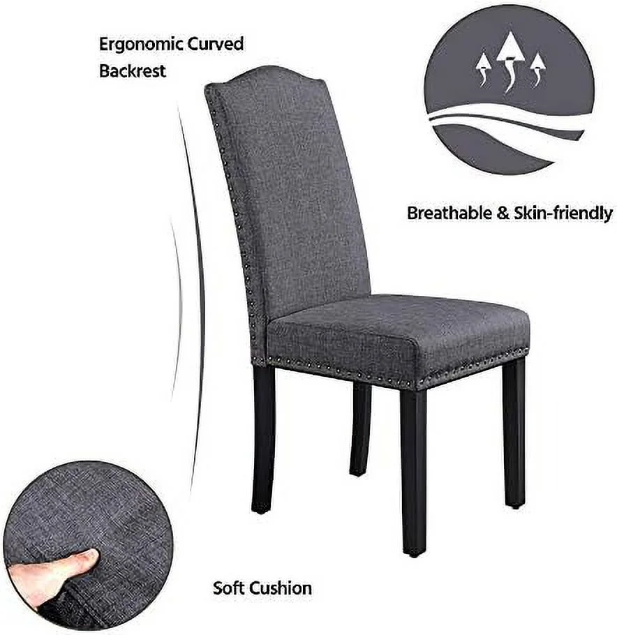 TJUNBOLIFE Dining Chair Kitchen/Leisure/Restaurant Chair Fabric Upholstered Chair Soft Padded Tufted Armless Chair with Nailhead Trim and Solid Wood Legs  4pcs  Blue