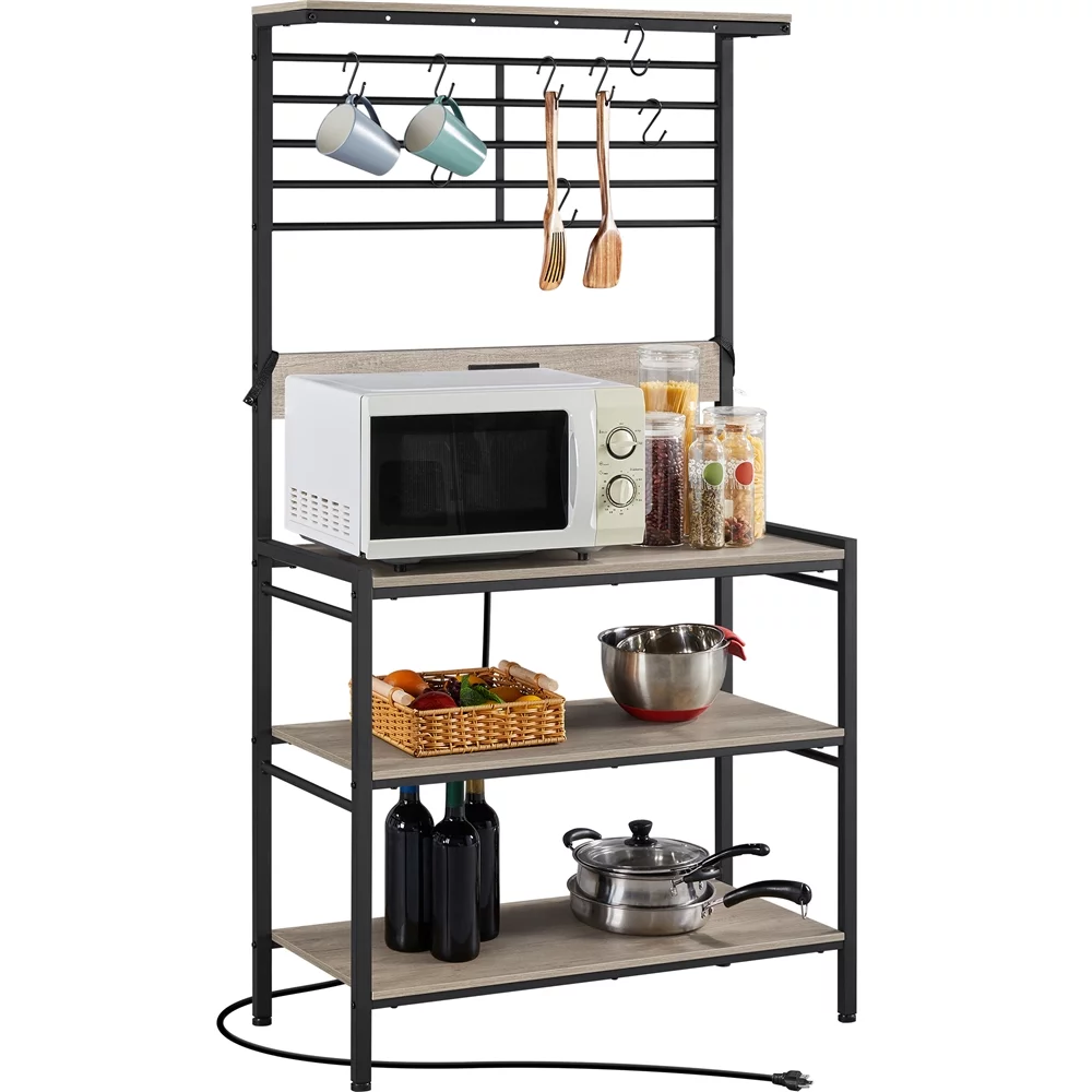 Yaheetech 64'' H 4-tier Kitchen Baker's Rack with Power Outlet,Gray