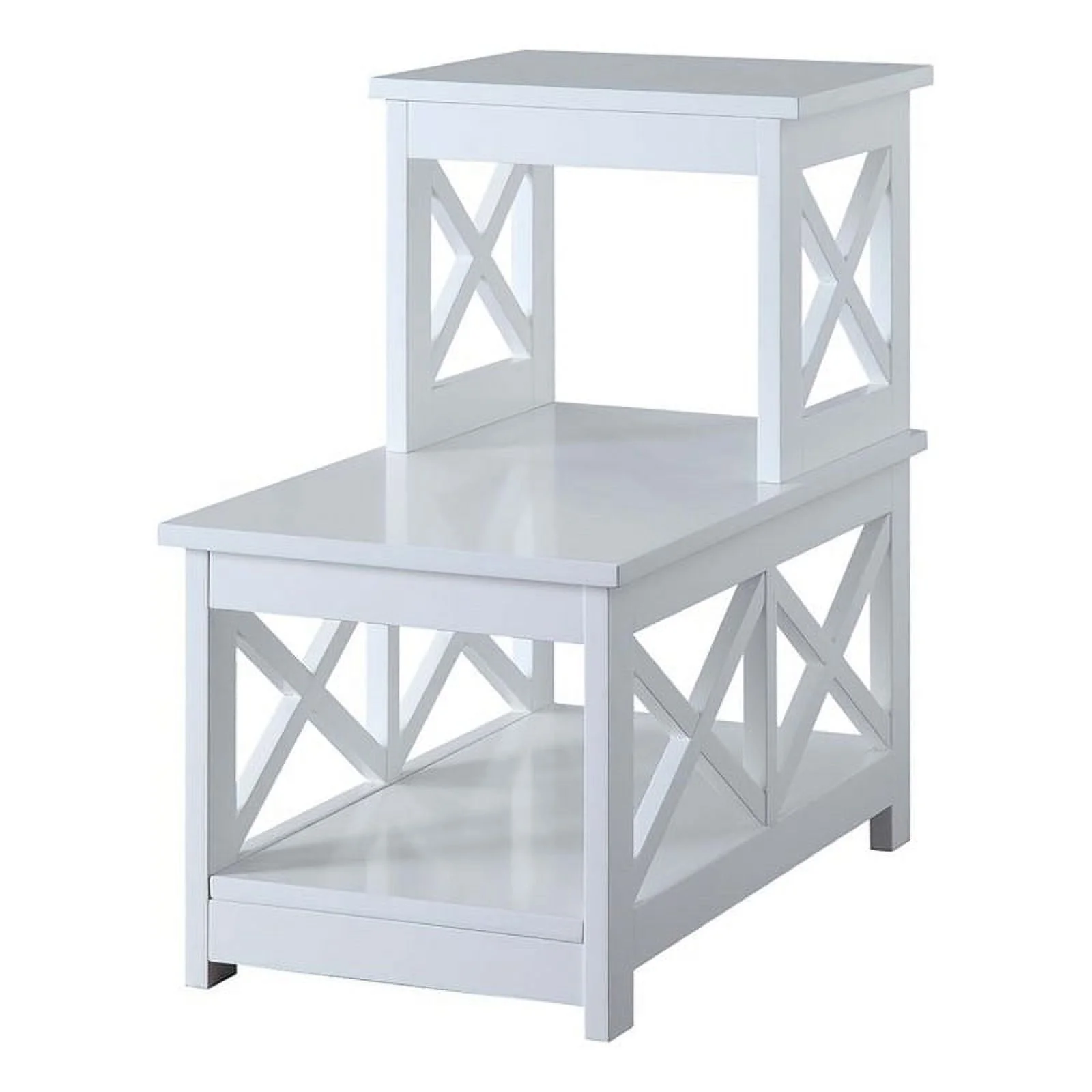 Pemberly Row Contemporary Wood Two-Step Accent End Table in White