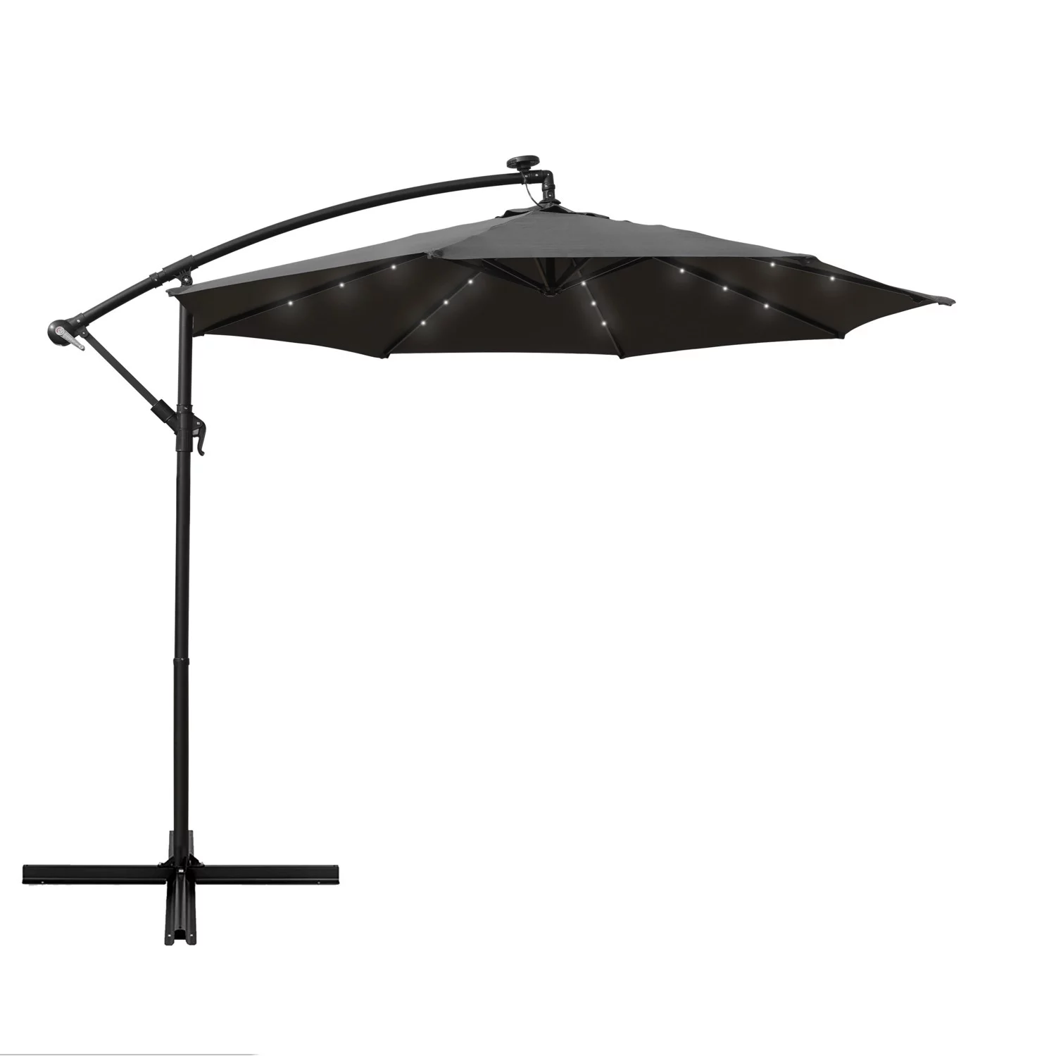 HomeStock Retro Relaxation Modern Outdoor 10 Ft Offset Cantilever Hanging Patio Umbrella With Solar Powered LED